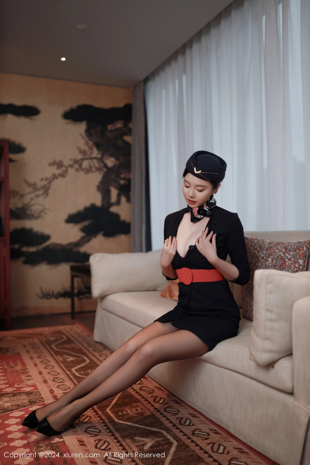 秀人集.com_[XiuRen秀人网]No.8942_模特安然anran性感空姐制服露红色内衣配超薄黑丝撩人诱惑写真79P