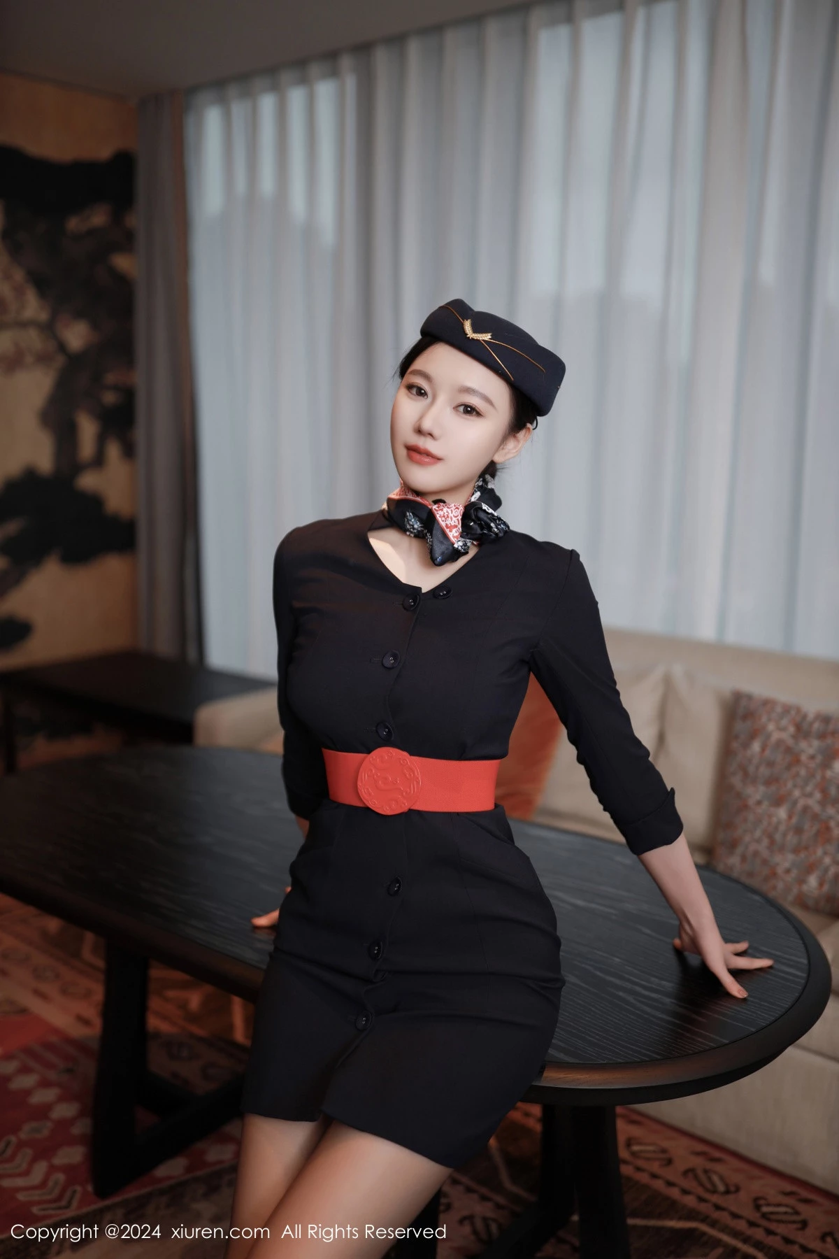 秀人集.com_[XiuRen秀人网]No.8942_模特安然anran性感空姐制服露红色内衣配超薄黑丝撩人诱惑写真79P