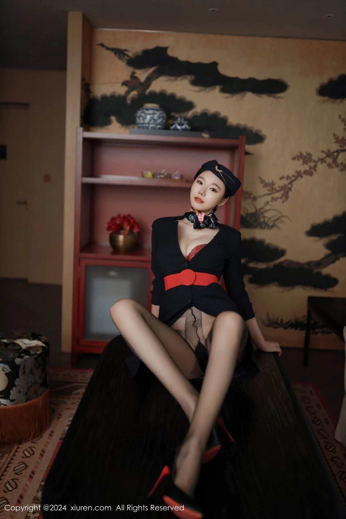 秀人集.com_[XiuRen秀人网]No.8942_模特安然anran性感空姐制服露红色内衣配超薄黑丝撩人诱惑写真79P