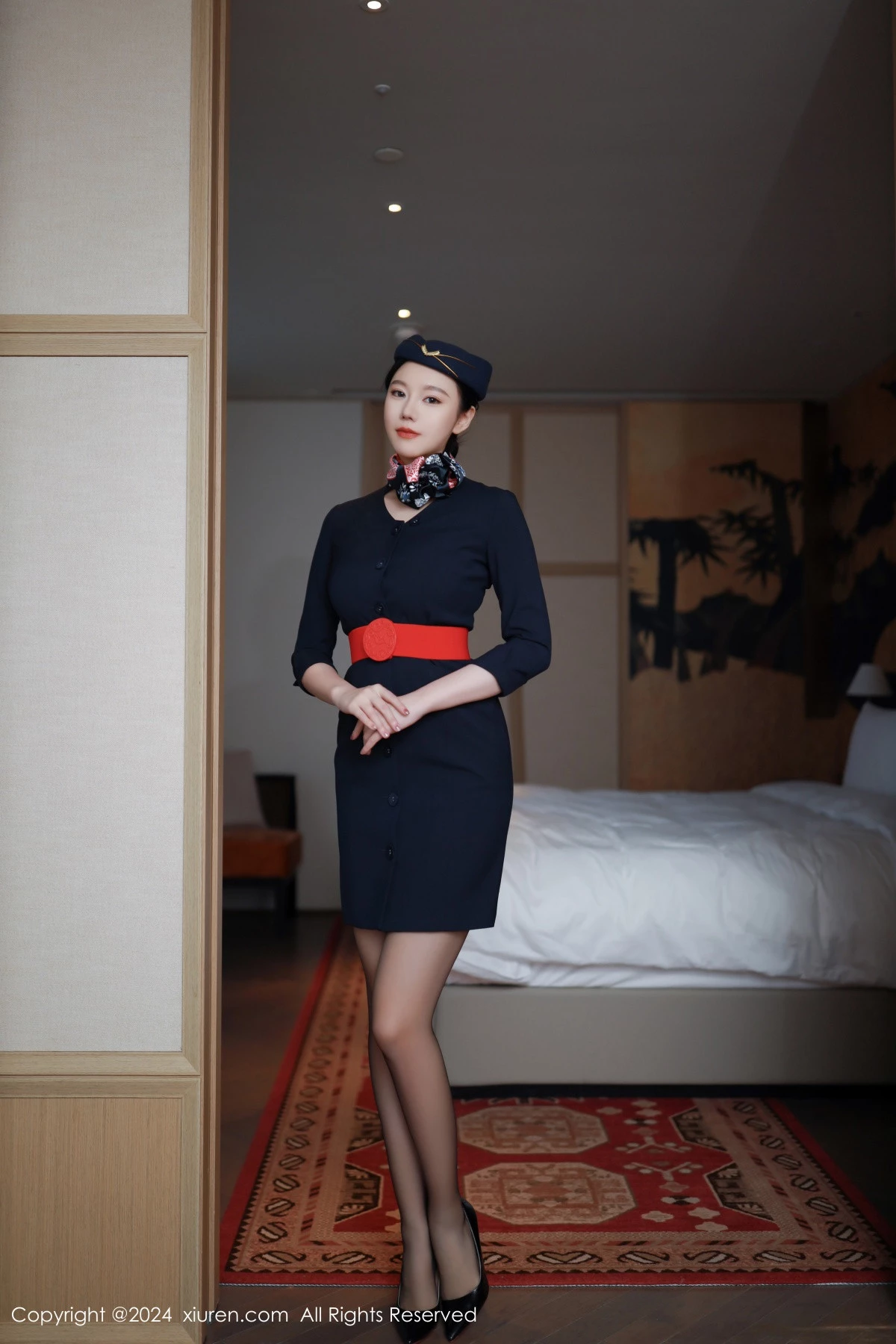 秀人集.com_[XiuRen秀人网]No.8942_模特安然anran性感空姐制服露红色内衣配超薄黑丝撩人诱惑写真79P