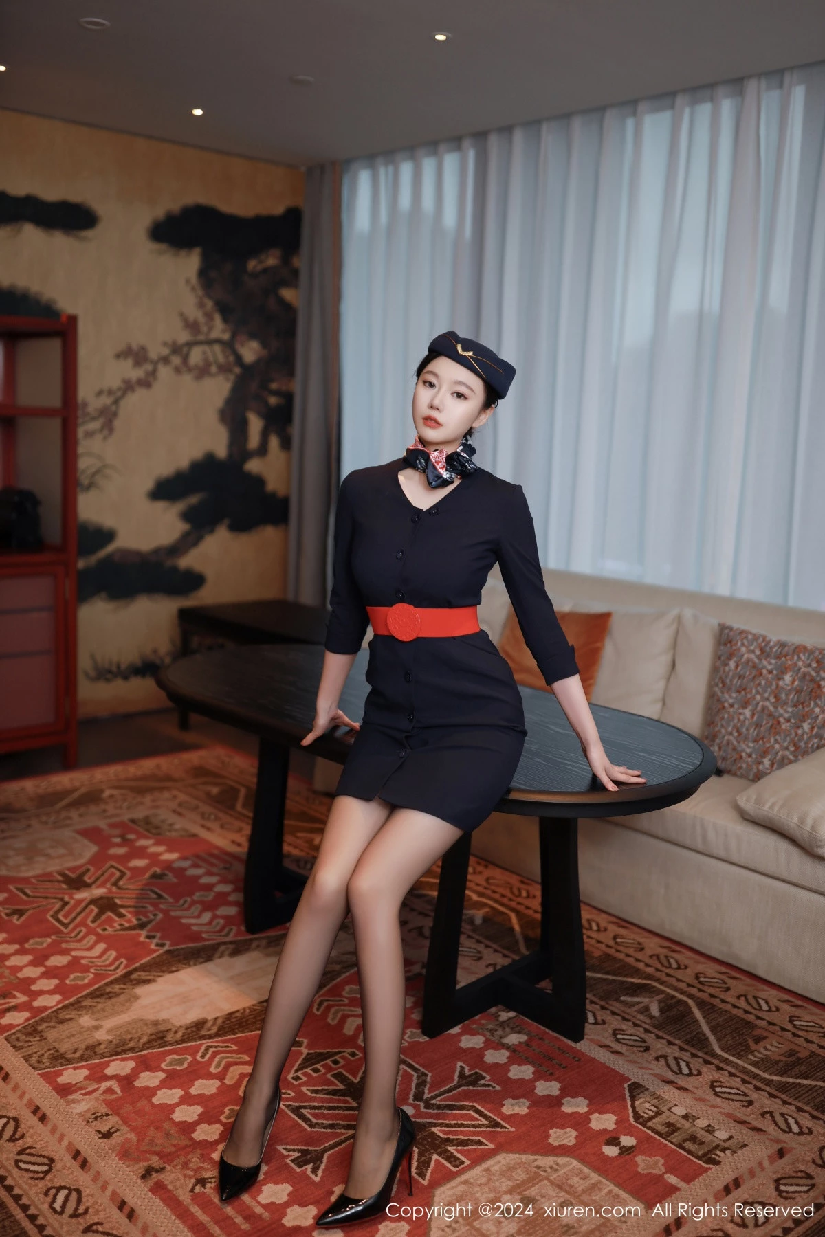 秀人集.com_[XiuRen秀人网]No.8942_模特安然anran性感空姐制服露红色内衣配超薄黑丝撩人诱惑写真79P