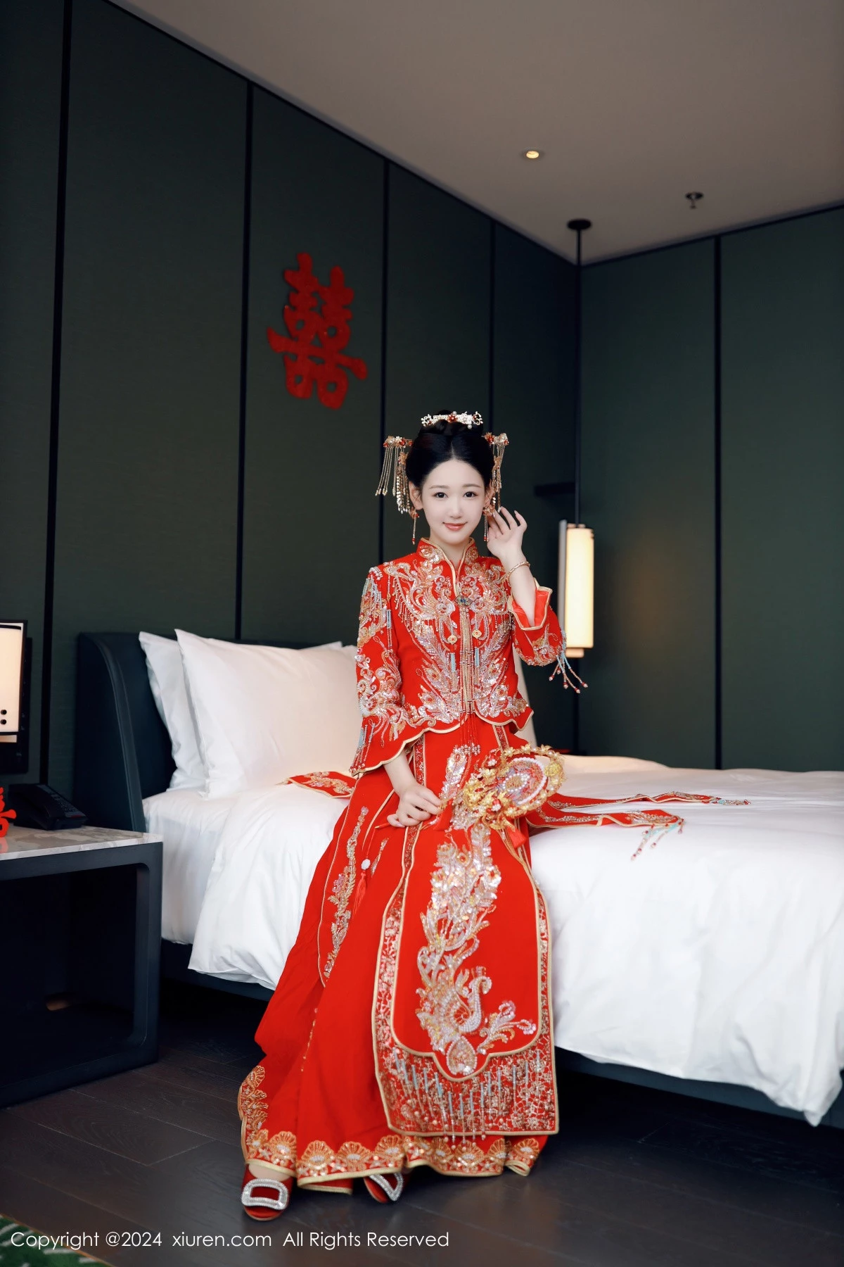 秀人集.com_[XiuRen秀人网]No.8972_模特唐安琪性感红色新娘服饰露红色内衣配超薄肉丝撩人诱惑写真79P