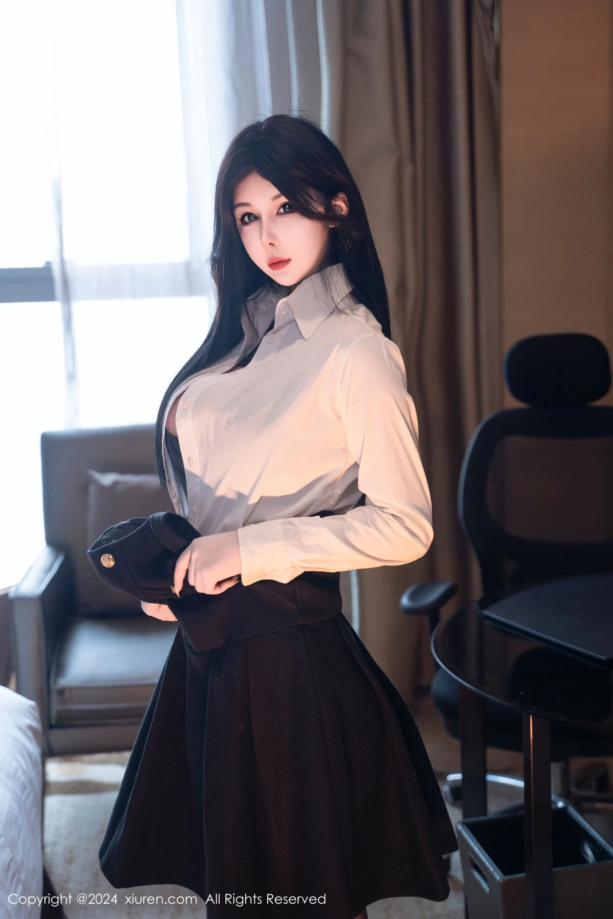 秀人集.com_[XiuRen秀人网]No.9106_模特陈芊儿私房性感白T露黑色皮质情趣内衣秀丰满身材诱惑写真90P