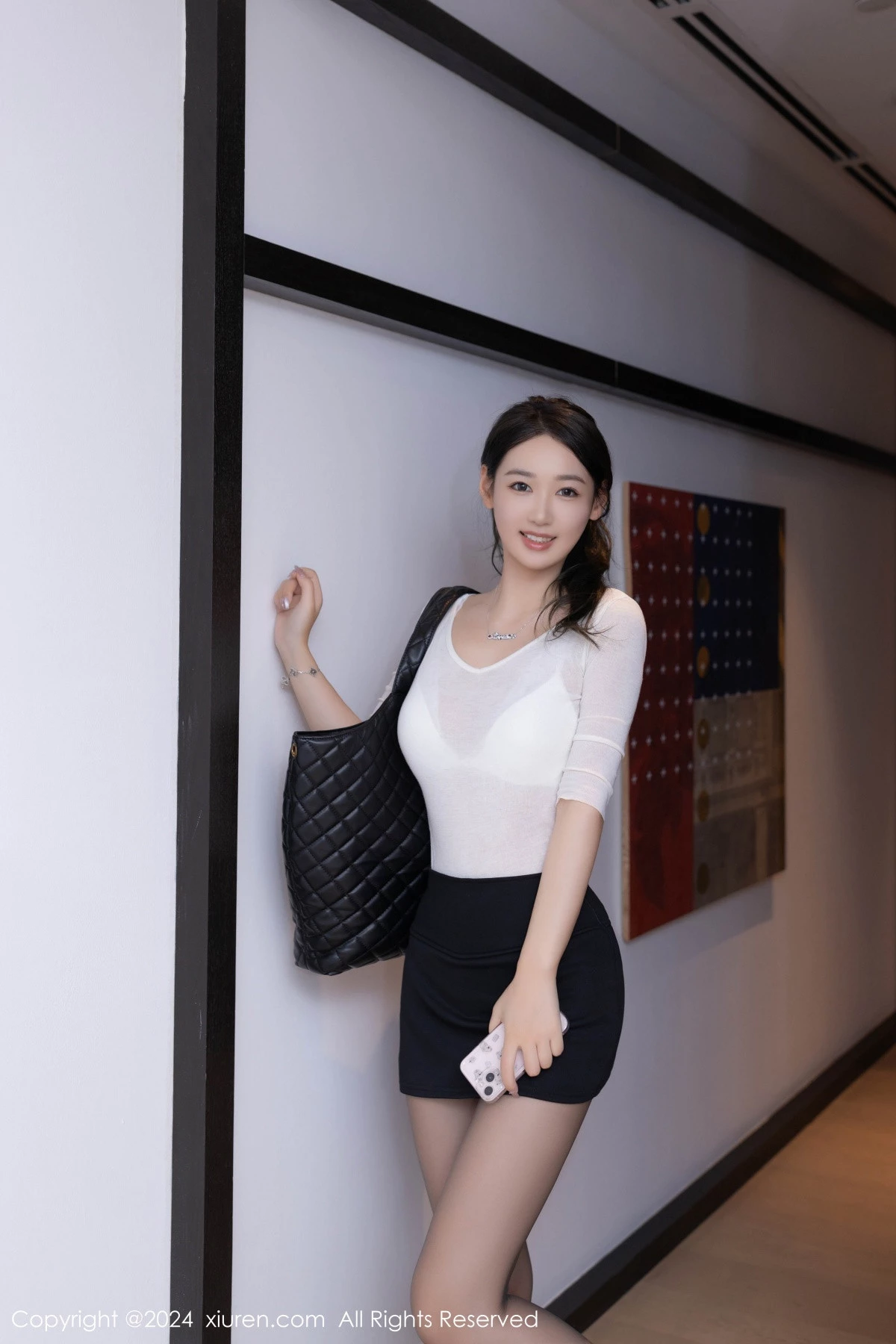 秀人集.com_[XiuRen秀人网]No.9036_模特唐安琪性感白色上衣露白色内衣配超薄黑丝秀美腿诱惑写真84P