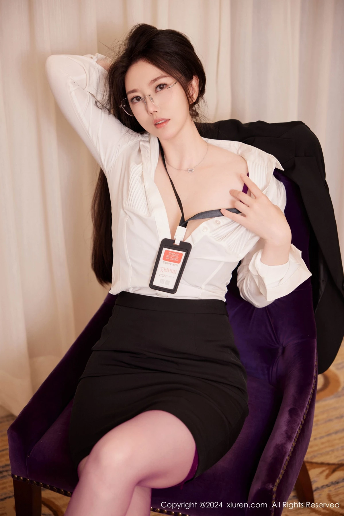 秀人集.com_[XiuRen秀人网]No.9131_模特白茹雪abby性感白T配黑短裙露紫丝吊袜秀丰腴身姿诱惑写真87P