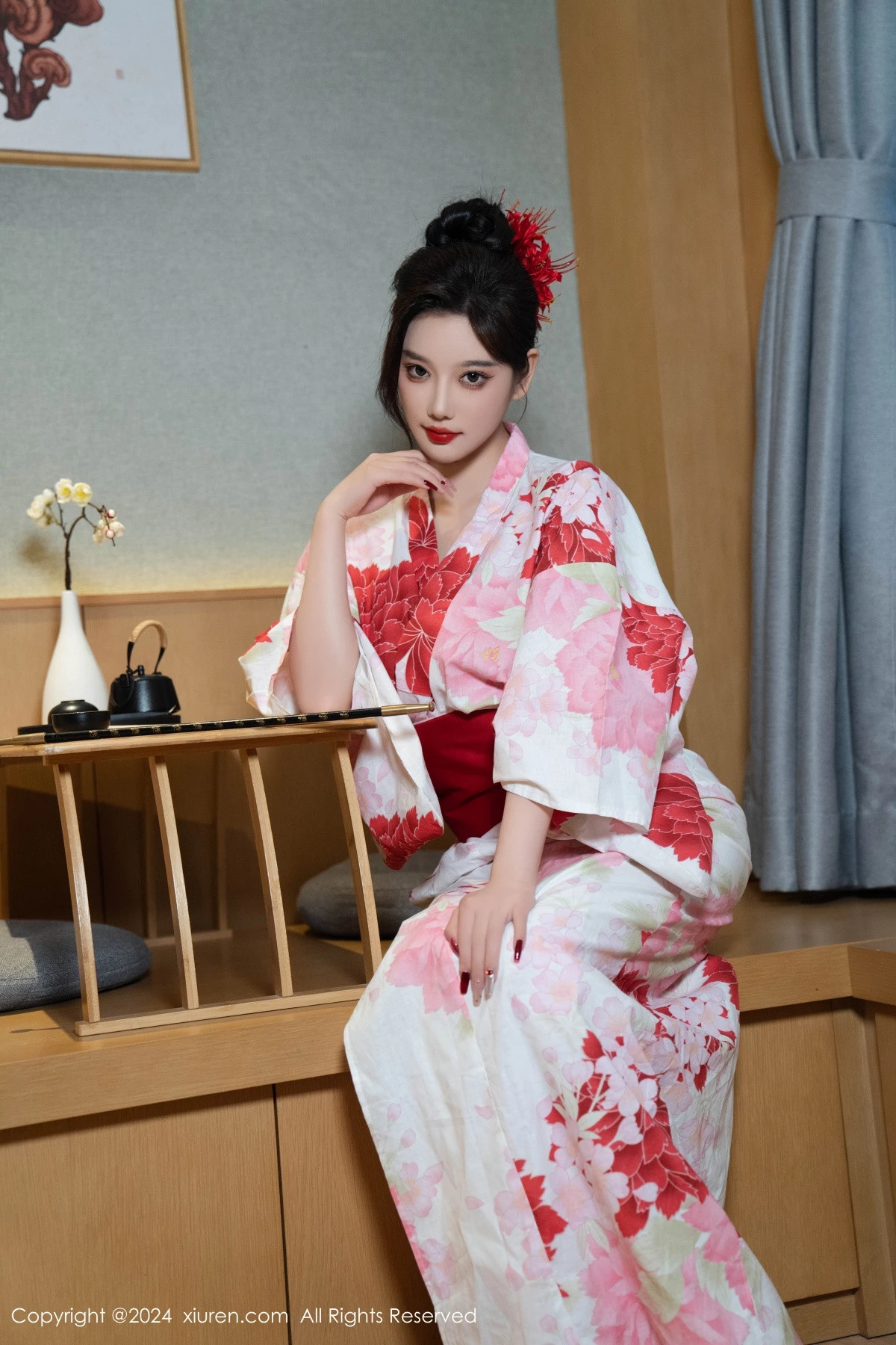 秀人集.com_[XiuRen秀人网]No.9208_女神杨晨晨性感红色花朵服饰露红色情趣内衣秀丰腴身材诱惑写真96P