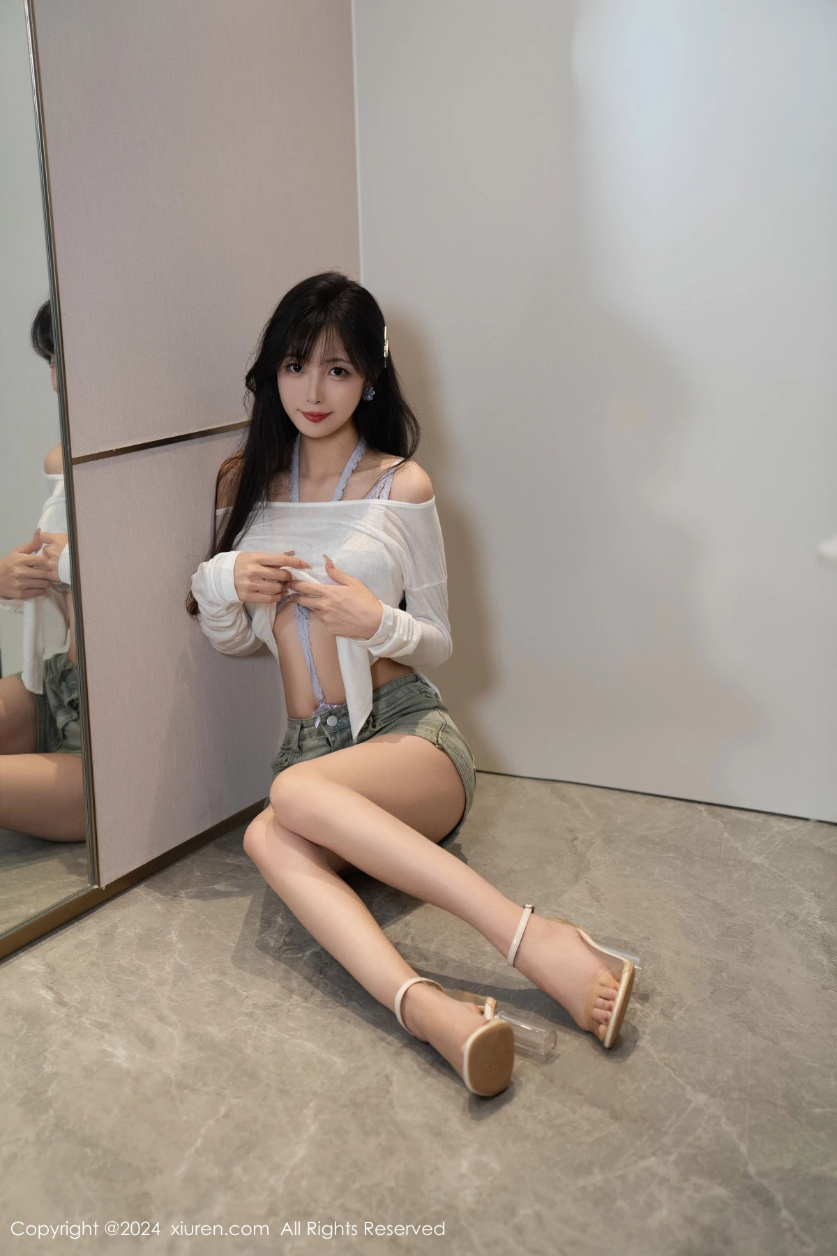 秀人集.com_[XiuRen秀人网]No.9215_模特林星阑性感蓝色情趣内衣配超短牛仔裤秀曼妙身姿迷人写真96P