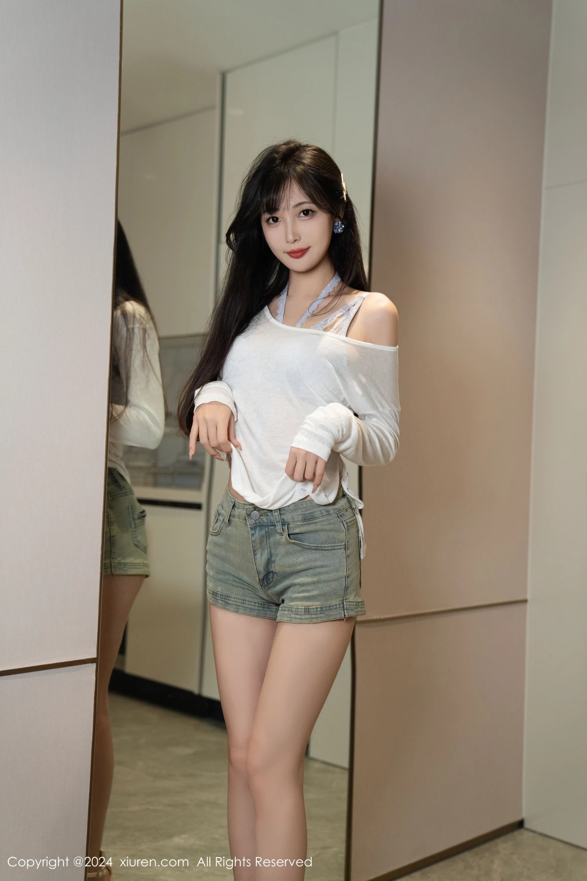 秀人集.com_[XiuRen秀人网]No.9215_模特林星阑性感蓝色情趣内衣配超短牛仔裤秀曼妙身姿迷人写真96P