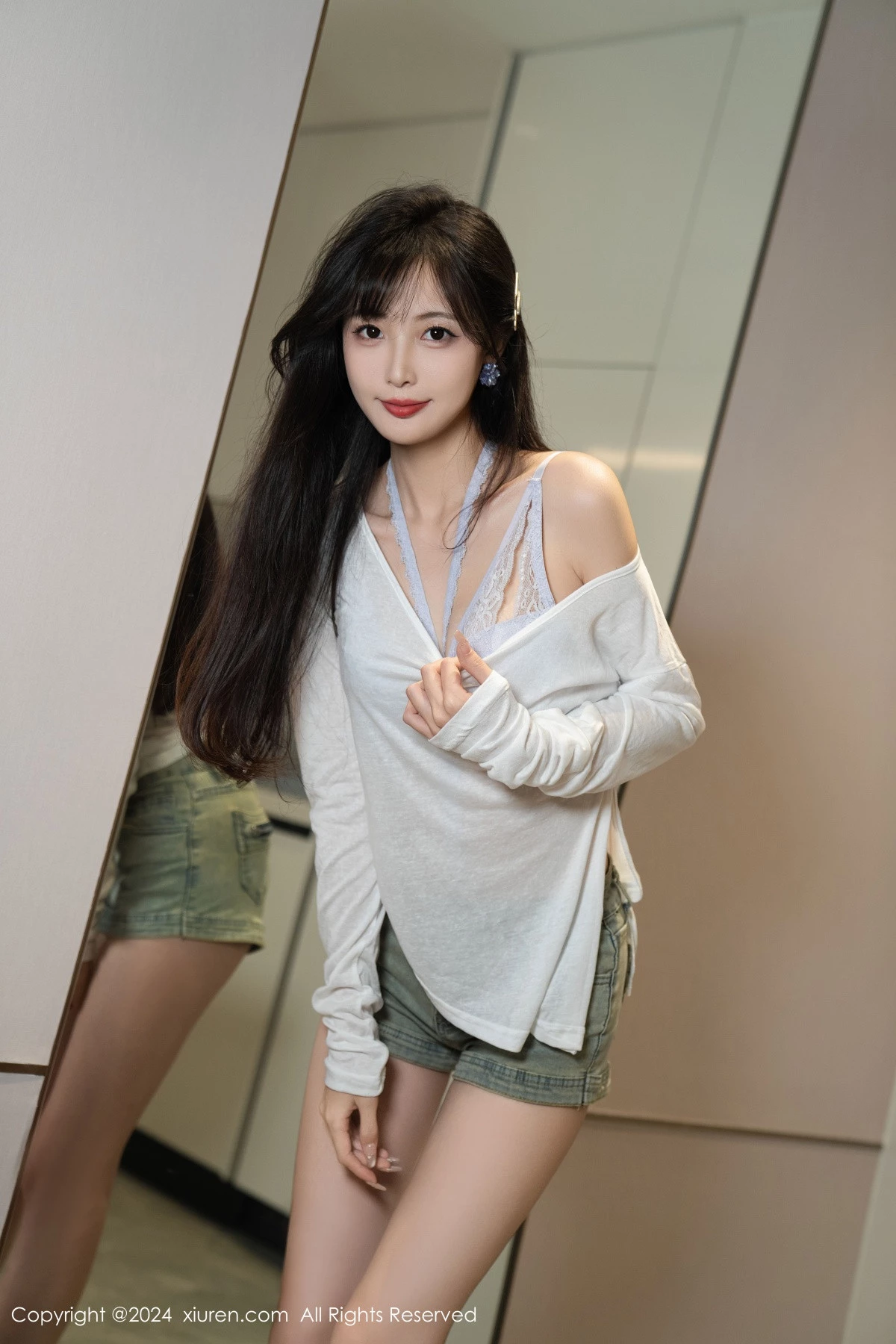 秀人集.com_[XiuRen秀人网]No.9215_模特林星阑性感蓝色情趣内衣配超短牛仔裤秀曼妙身姿迷人写真96P