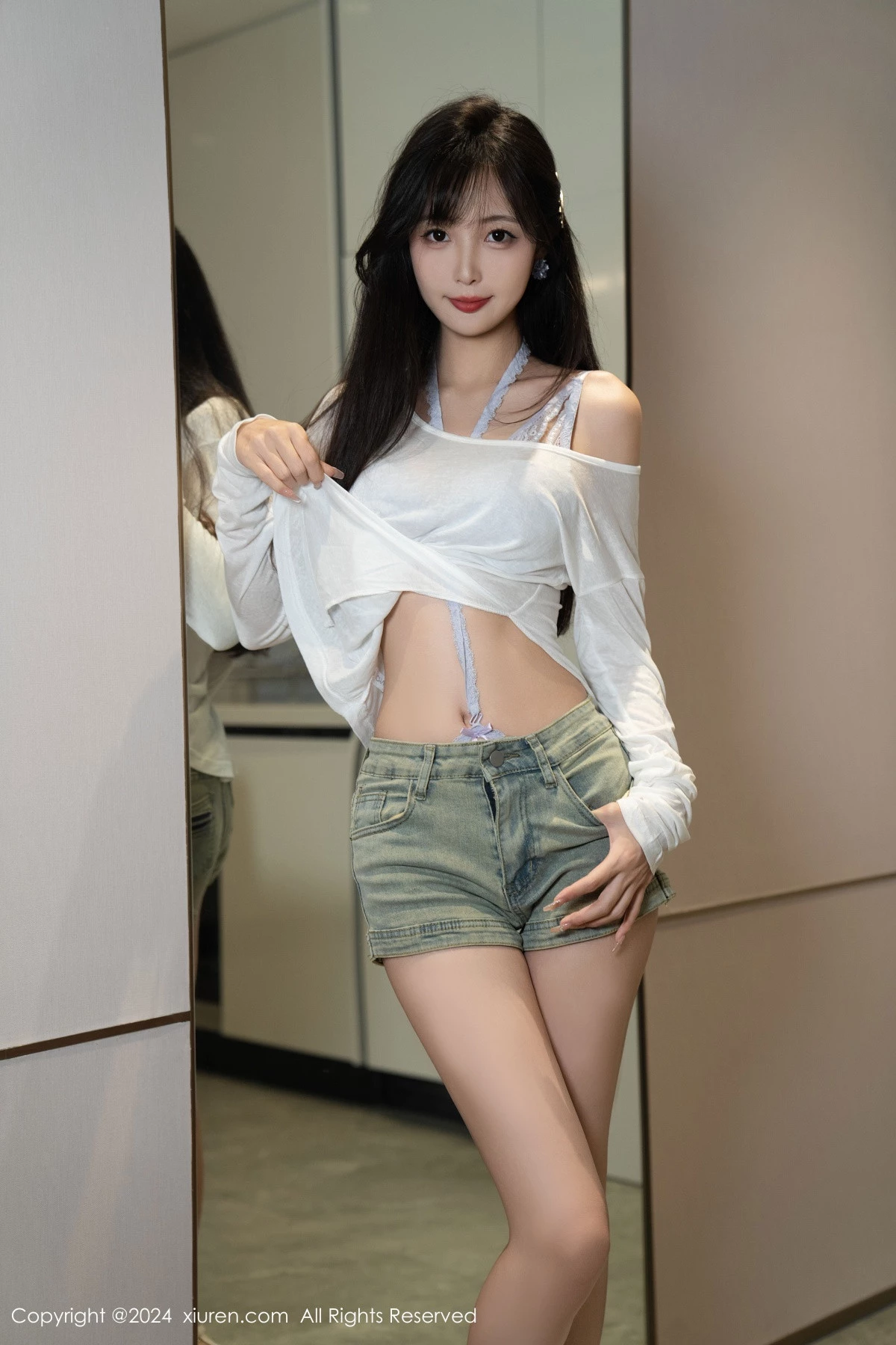 秀人集.com_[XiuRen秀人网]No.9215_模特林星阑性感蓝色情趣内衣配超短牛仔裤秀曼妙身姿迷人写真96P