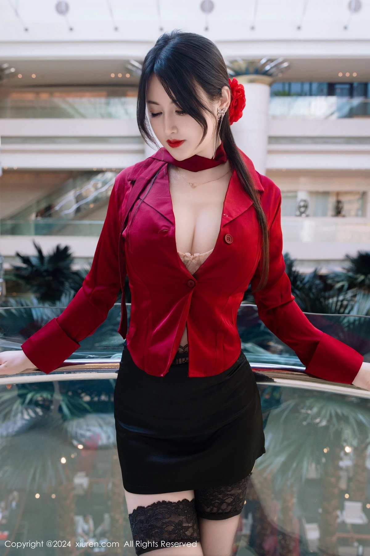 秀人集.com_[XiuRen秀人网]No.9290_模特诗诗kiki性感酒红色衬衫配黑短裙露超薄黑丝秀美腿诱惑写真70P