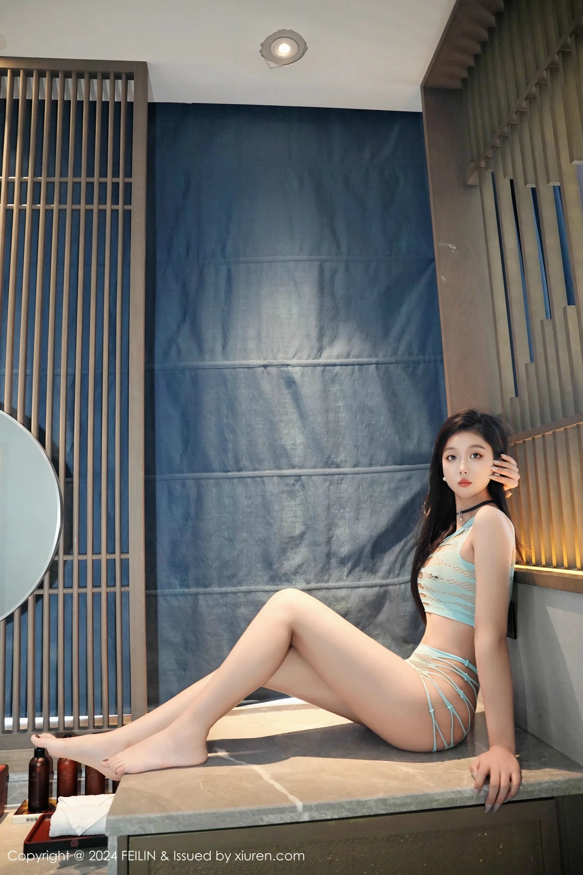 秀人集.com_[FeiLin嗲囡囡]VOL.482_模特江念鱼私房性感绿色网状情趣服饰秀完美身材迷人诱惑写真60P