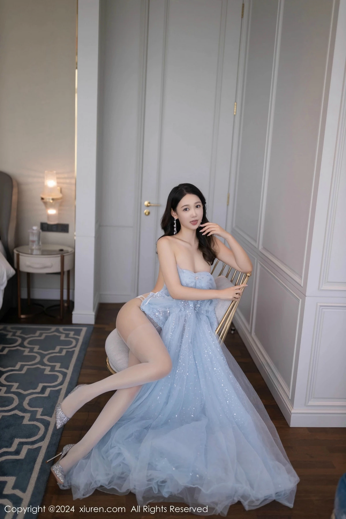 秀人集.com_[XiuRen秀人网]No.9538_模特唐安琪性感淡蓝色薄纱礼裙露白色内衣秀曼妙身姿诱惑写真82P