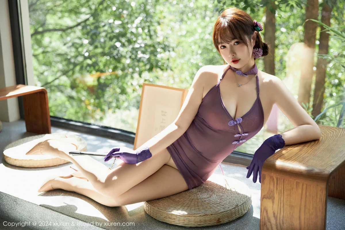 秀人集.com_[XiuRen秀人网]No.9592_模特养乐多Doll性感紫色薄透服饰配超薄肉丝秀曼妙身姿诱惑写真52P