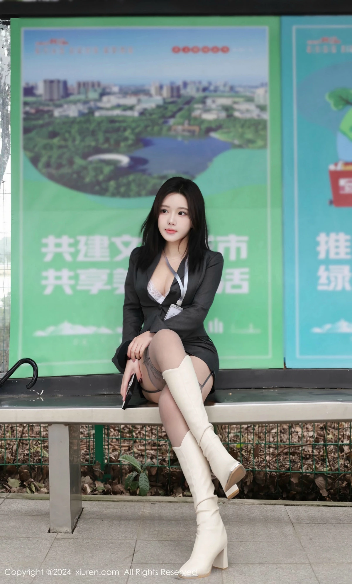 秀人集.com_[XiuRen秀人网]No.9595_模特小薯条nienie性感OL制服露情趣内衣配灰丝吊袜秀美腿诱惑写真76P