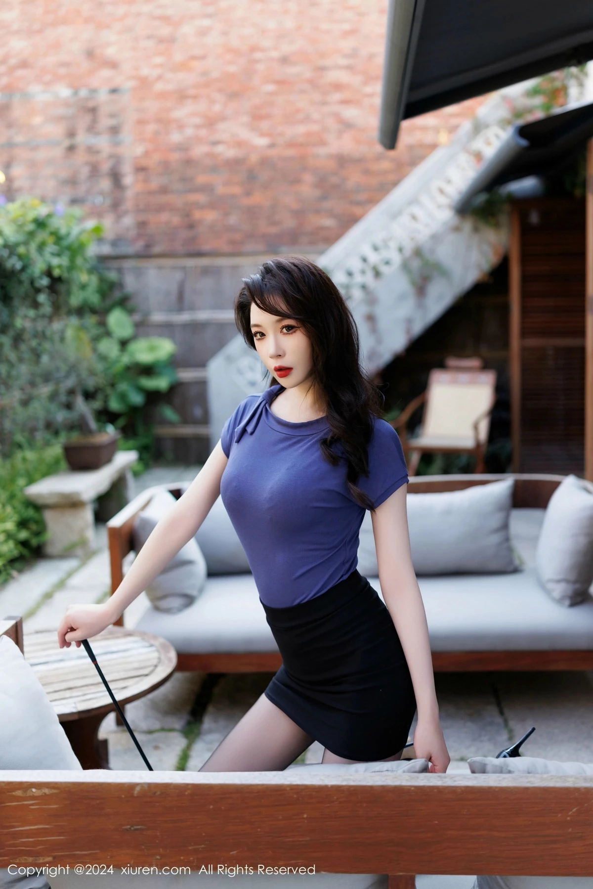 秀人集.com_[XiuRen秀人网]No.9619_模特梦心玥性感蓝T露黑色蕾丝内衣配超薄黑丝秀高挑身材诱惑写真81P