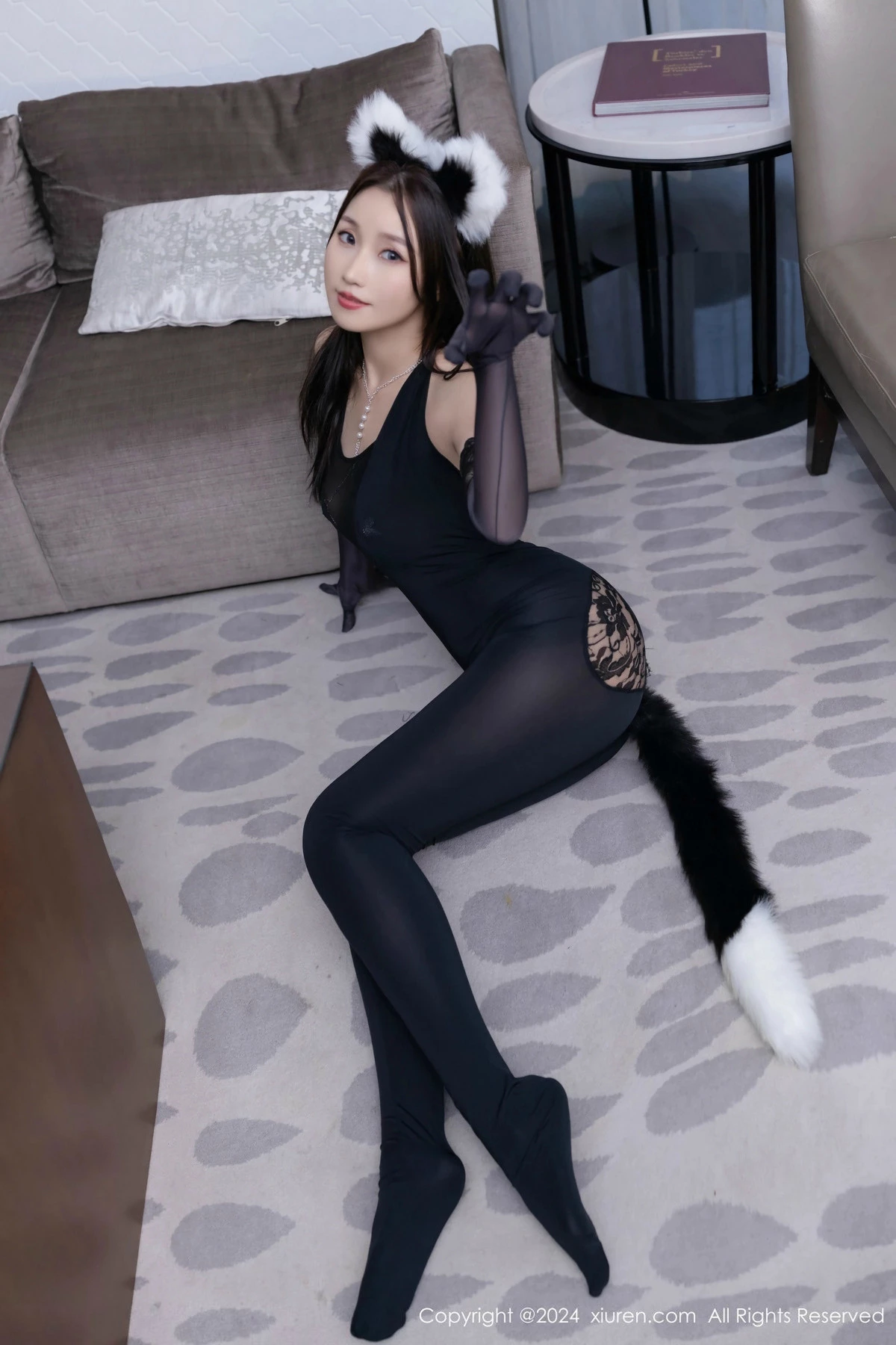 秀人集.com_[XiuRen秀人网]No.9617_模特杏子Yada性感猫女装扮黑色连体丝袜秀曼妙身姿撩人诱惑写真83P