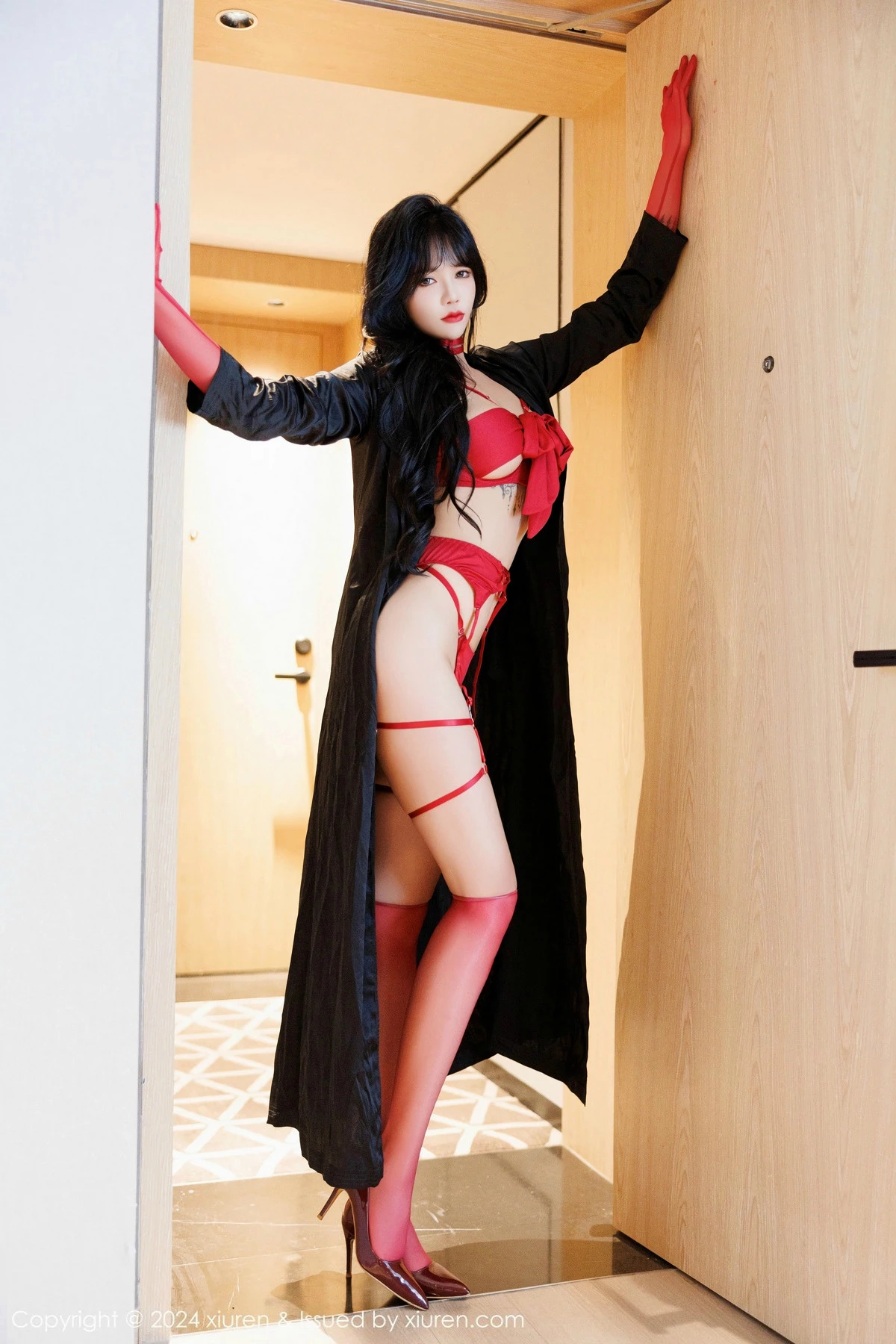 秀人集.com_[XiuRen秀人网]No.9671_模特娜比性感红色情趣内衣配红色丝袜秀凹凸身材完美诱惑写真80P