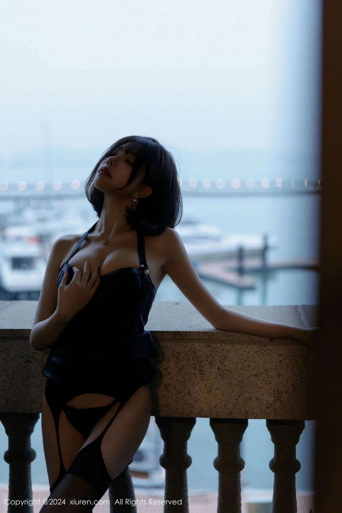 秀人集.com_[XiuRen秀人网]No.9624_女神徐莉芝Booty性感黑色情趣内衣配黑丝吊袜秀完美身材诱惑写真80P