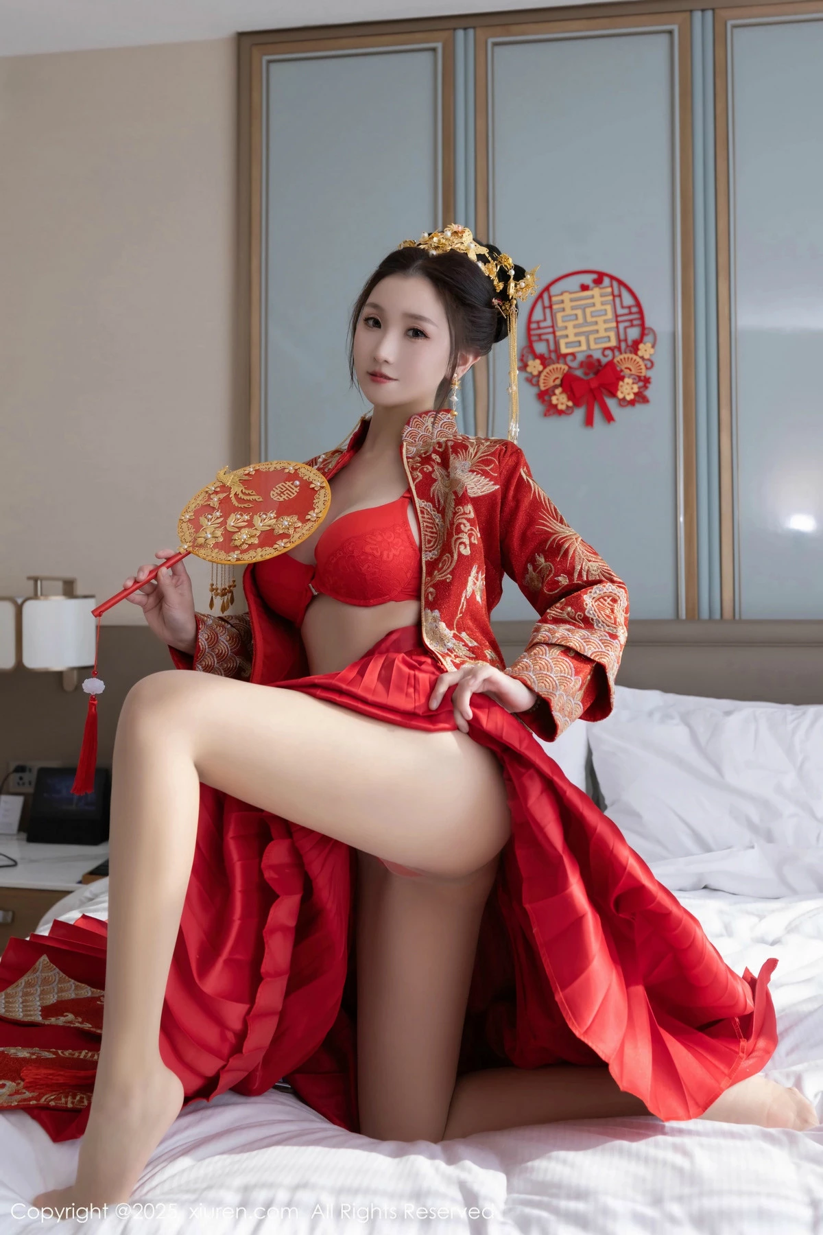 秀人集.com_[XiuRen秀人网]No.9811_模特杏子Yada性感新娘装红色情趣内衣配超薄肉丝秀美腿诱惑写真84P