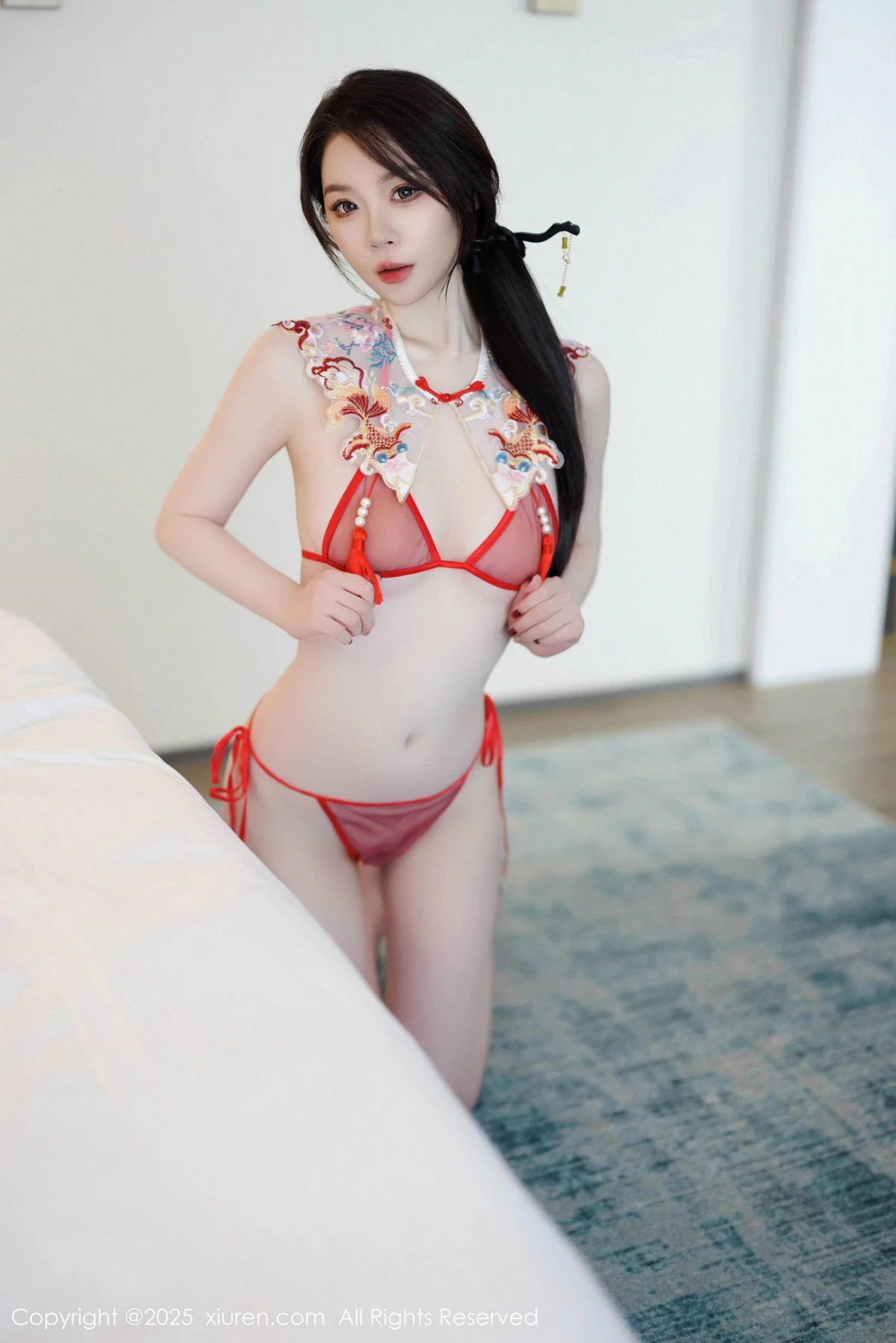 秀人集.com_[XiuRen秀人网]No.9812_模特梦心玥性感红色旗袍服饰露红色内衣秀高挑曼妙身姿诱惑写真91P