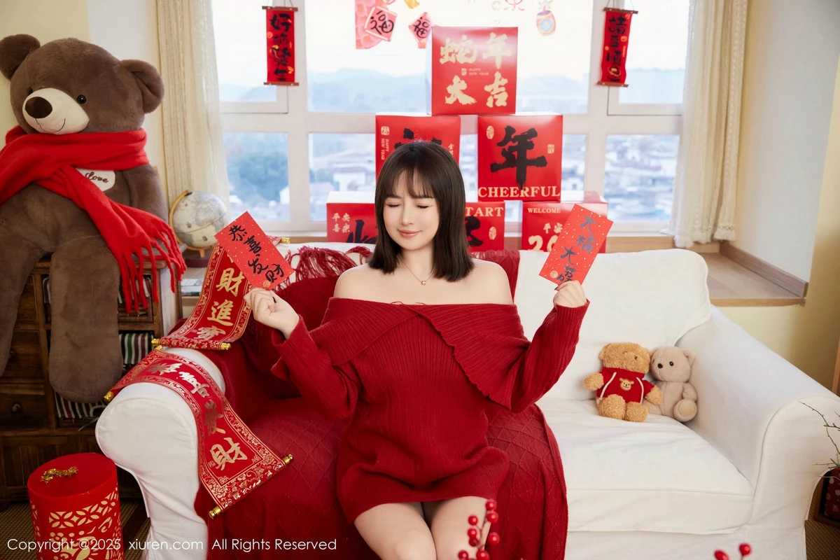 秀人集.com_[XiuRen秀人网]No.9818_模特养乐多Doll新年主题性感喜庆红色内衣秀完美身材诱惑写真66P