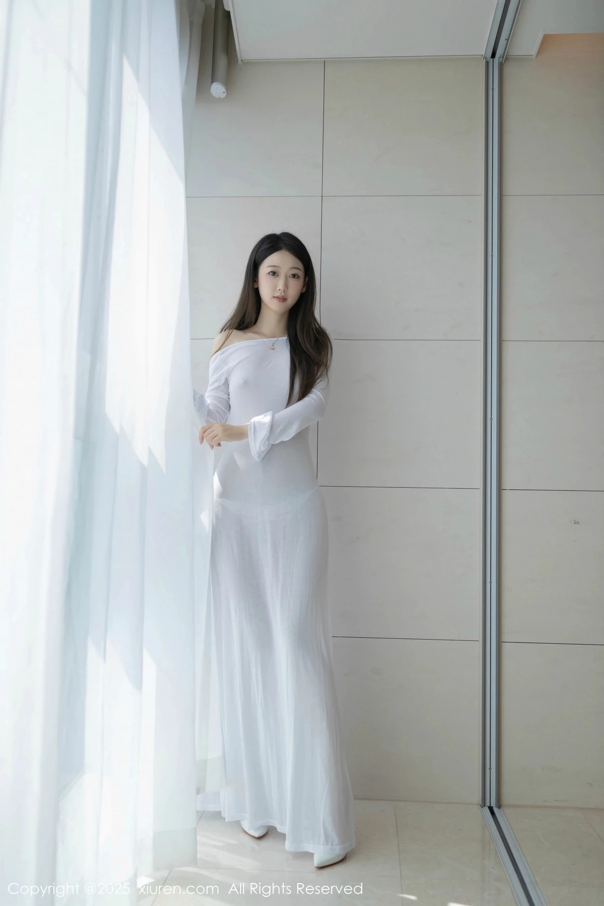 秀人集.com_[XiuRen秀人网]No.9840_模特唐安琪性感白色连衣长裙配开档肉丝秀曼妙身姿撩人诱惑写真84P