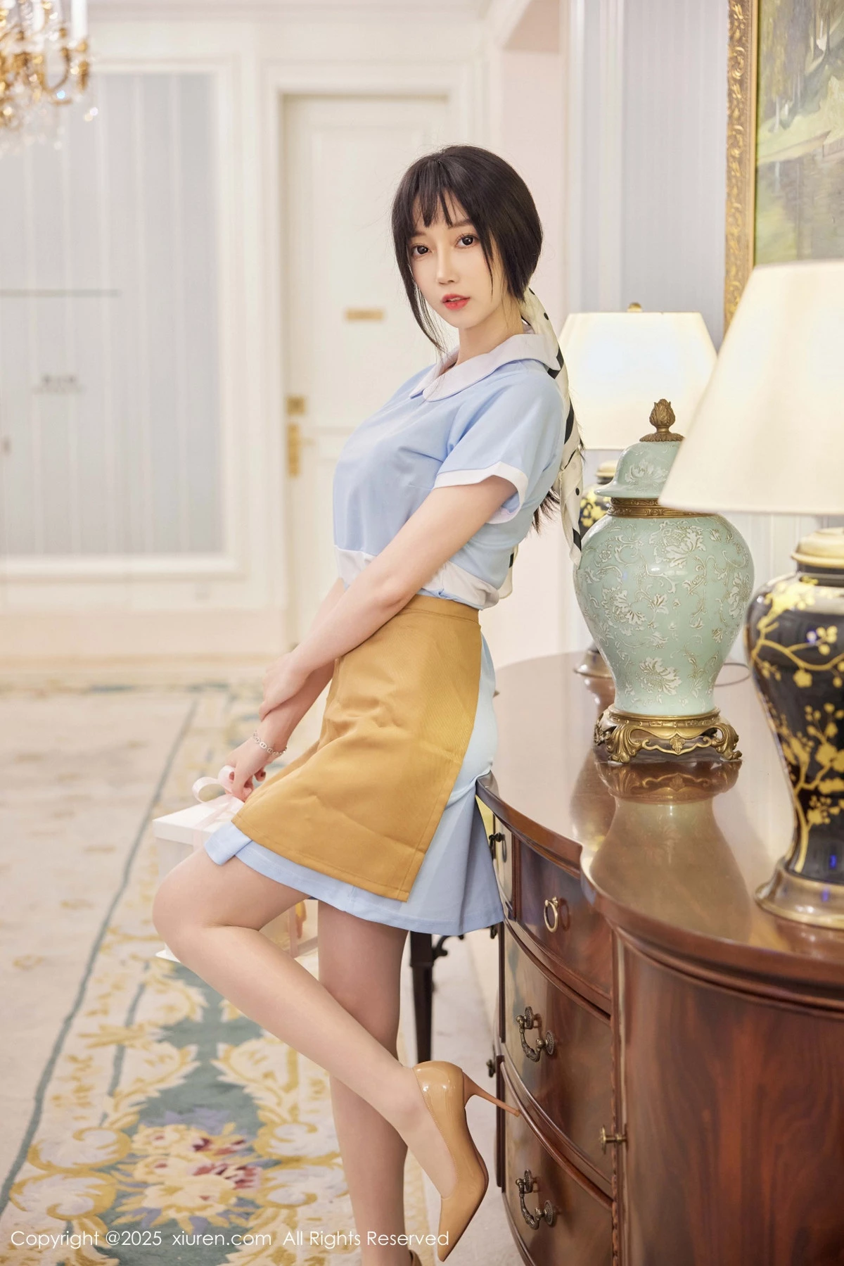 秀人集.com_[XiuRen秀人网]No.9864_模特玥儿玥er性感蓝色连衣短裙配超薄肉丝秀曼妙身材诱惑写真82P