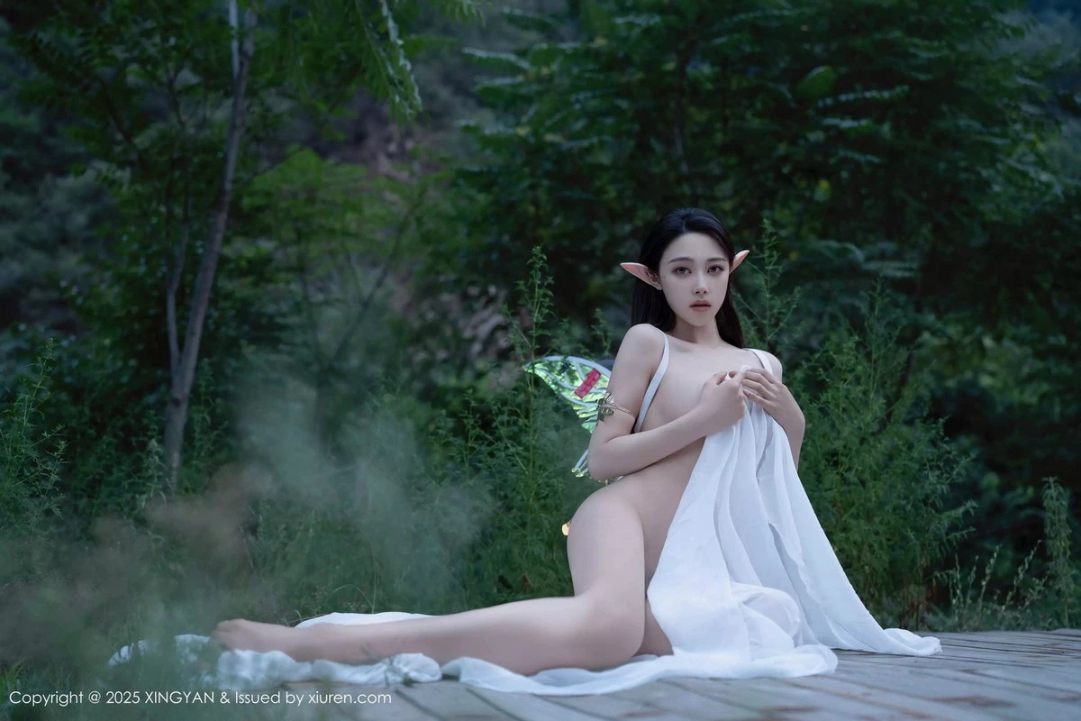 秀人集.com_[XINGYAN星颜社]VOL.314_模特清妙精灵装扮性感白色连衣长裙秀翘臀美腿惹火诱惑写真60P