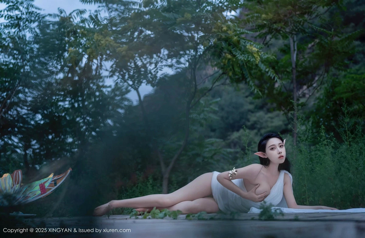 秀人集.com_[XINGYAN星颜社]VOL.314_模特清妙精灵装扮性感白色连衣长裙秀翘臀美腿惹火诱惑写真60P
