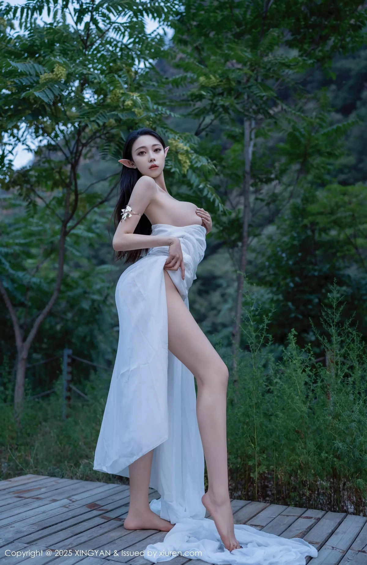 秀人集.com_[XINGYAN星颜社]VOL.314_模特清妙精灵装扮性感白色连衣长裙秀翘臀美腿惹火诱惑写真60P