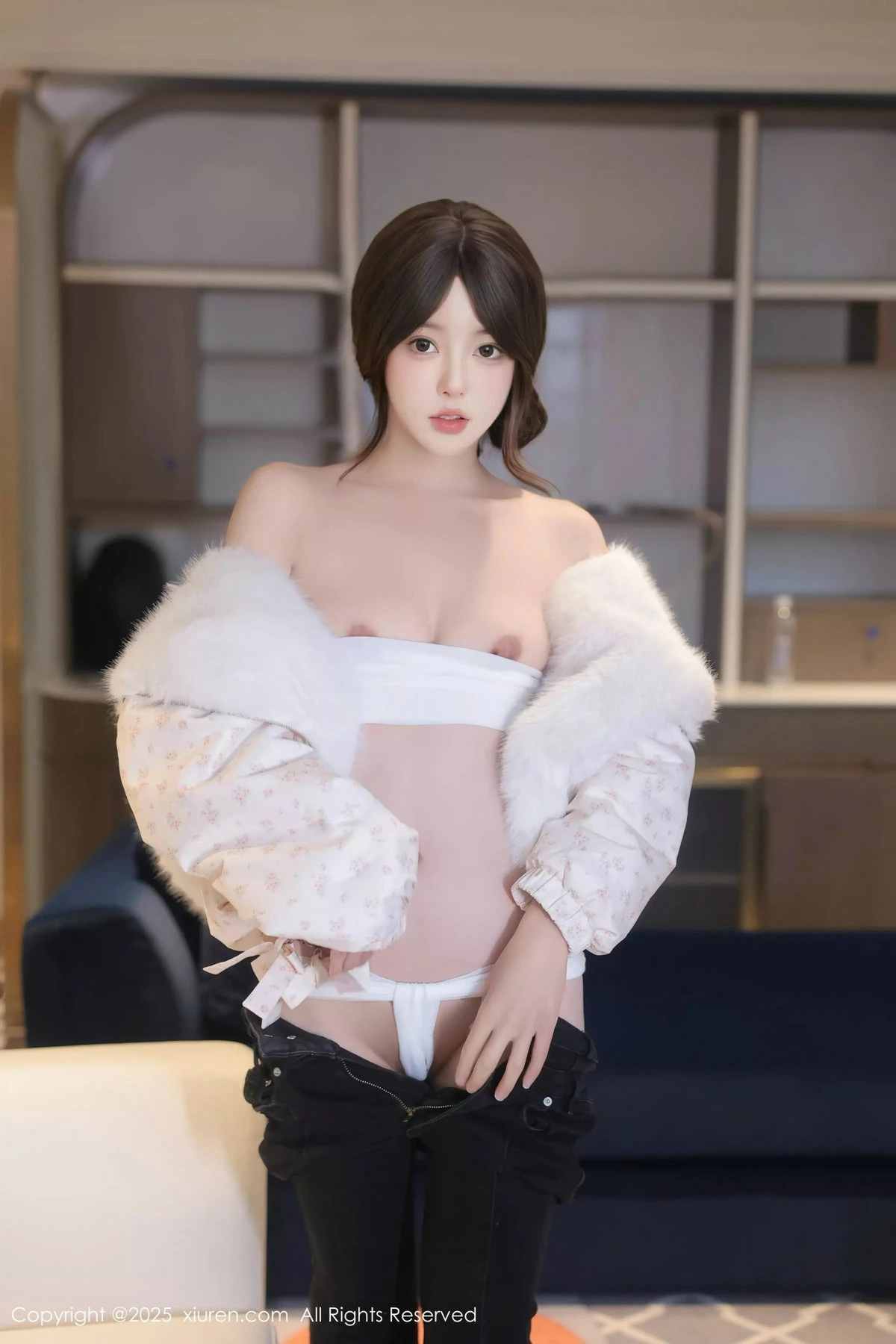 秀人集.com_[XiuRen秀人网]No.9950_模特桃妖夭白色毛衣配牛仔裤露白色情趣内衣秀曼妙身姿诱惑写真72P