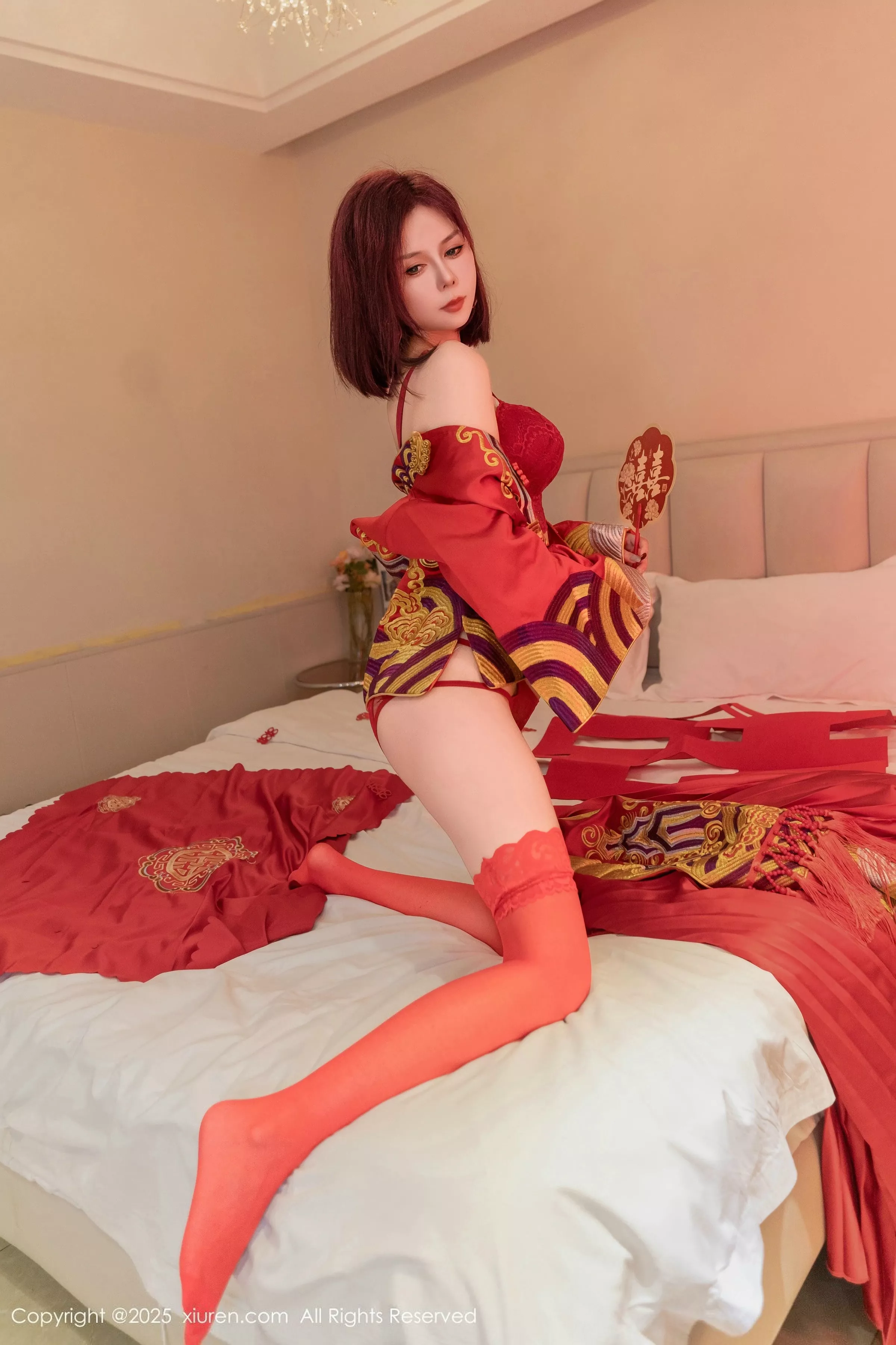 秀人集.com_[XiuRen秀人网]No.9995_模特白芷yy新婚主题性感红色蕾丝内衣配红丝袜秀曼妙身姿诱惑写真90P