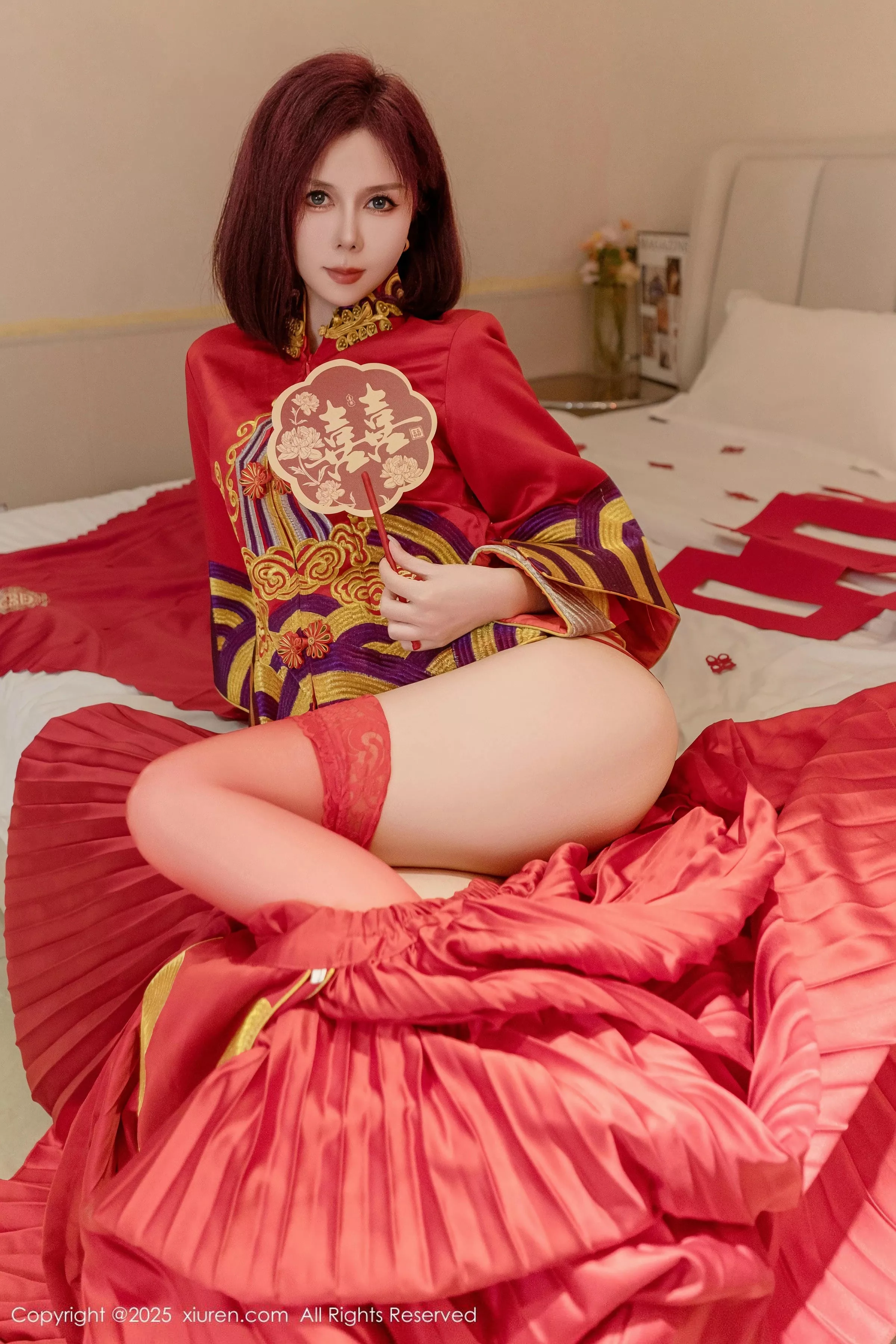 秀人集.com_[XiuRen秀人网]No.9995_模特白芷yy新婚主题性感红色蕾丝内衣配红丝袜秀曼妙身姿诱惑写真90P