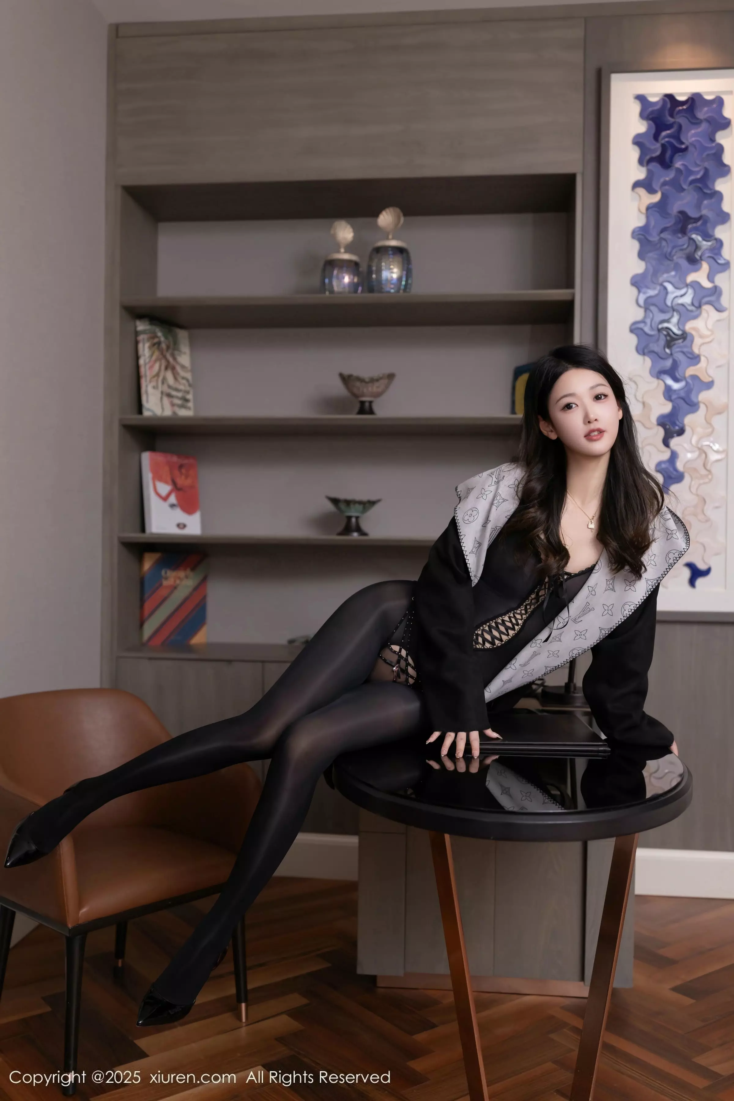 秀人集.com_[XiuRen秀人网]No.10030_模特唐安琪性感黑色外衣露开档连体黑丝袜秀完美身材诱惑写真79P