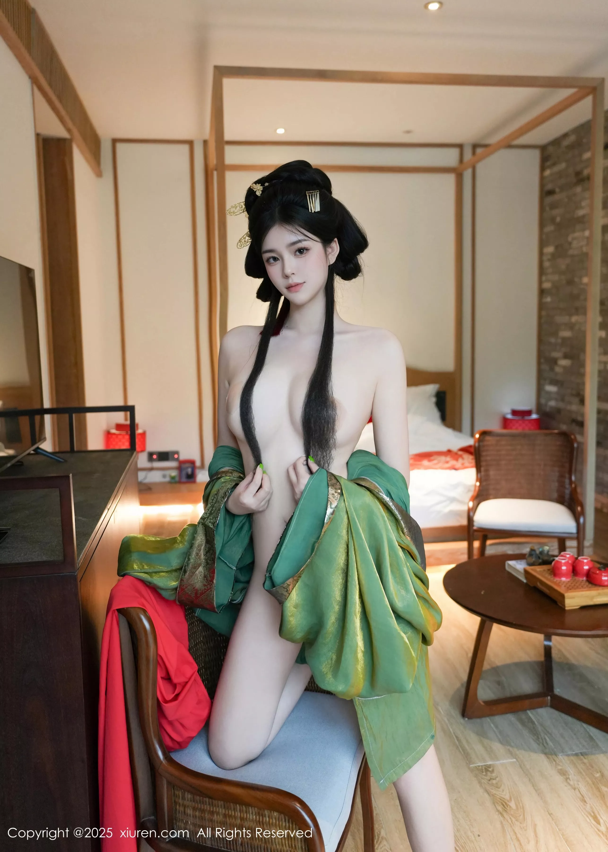 秀人集.com_[XiuRen秀人网]No.10126_模特雪糕CiCi性感绿色古风服饰露红色情趣服饰秀美腿诱惑写真68P