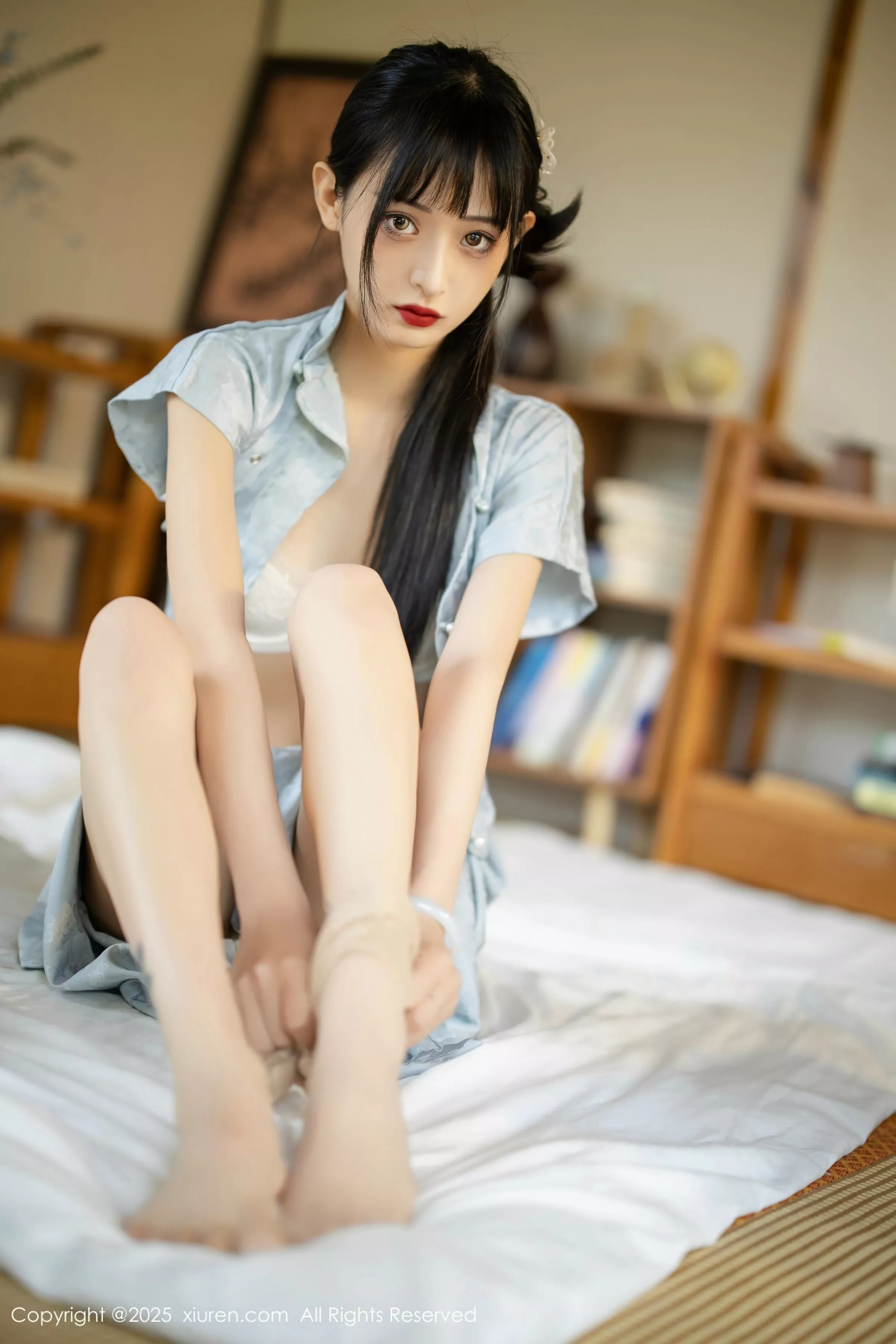 秀人集.com_[XiuRen秀人网]No.10278_模特茂木希子日式旗袍露白色内衣配肉丝袜秀完美曲线诱惑写真80P