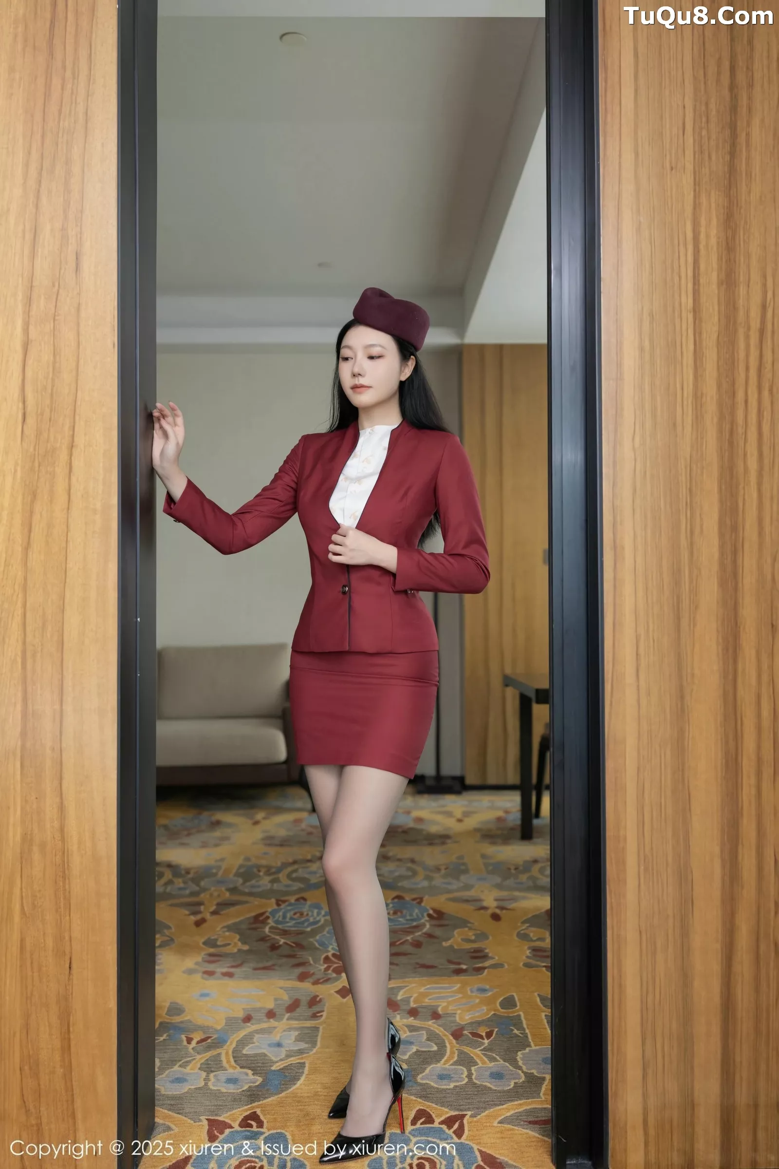 秀人集.com_[XiuRen秀人网]No.10333_模特安然anran红色空姐制服露黄色蕾丝内衣秀完美身材诱惑写真80P