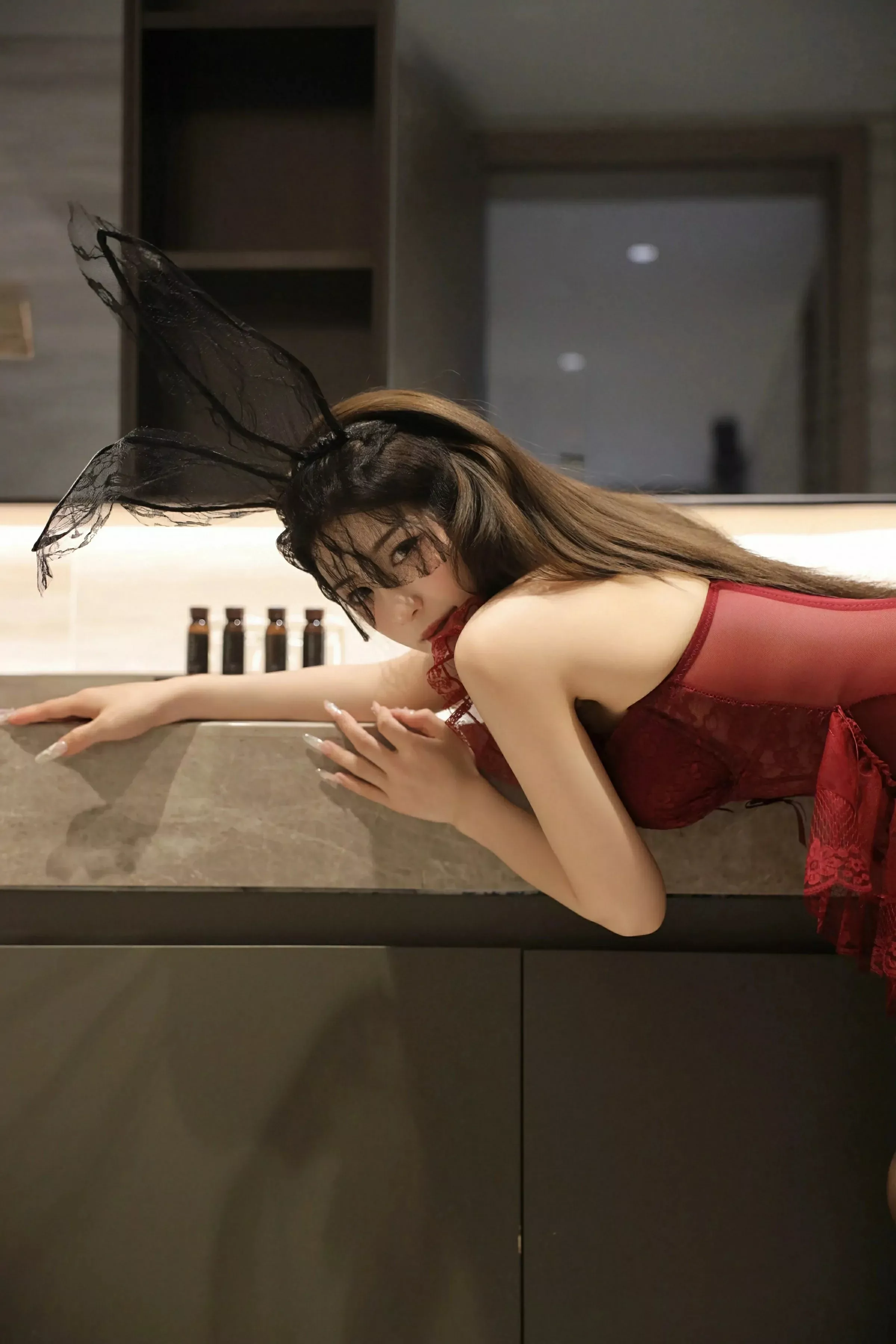 秀人集.com_[XiuRen秀人网]No.10386_新人模特李安妮性感红色情趣内衣配黑丝吊袜秀丰腴身材诱惑写真80P