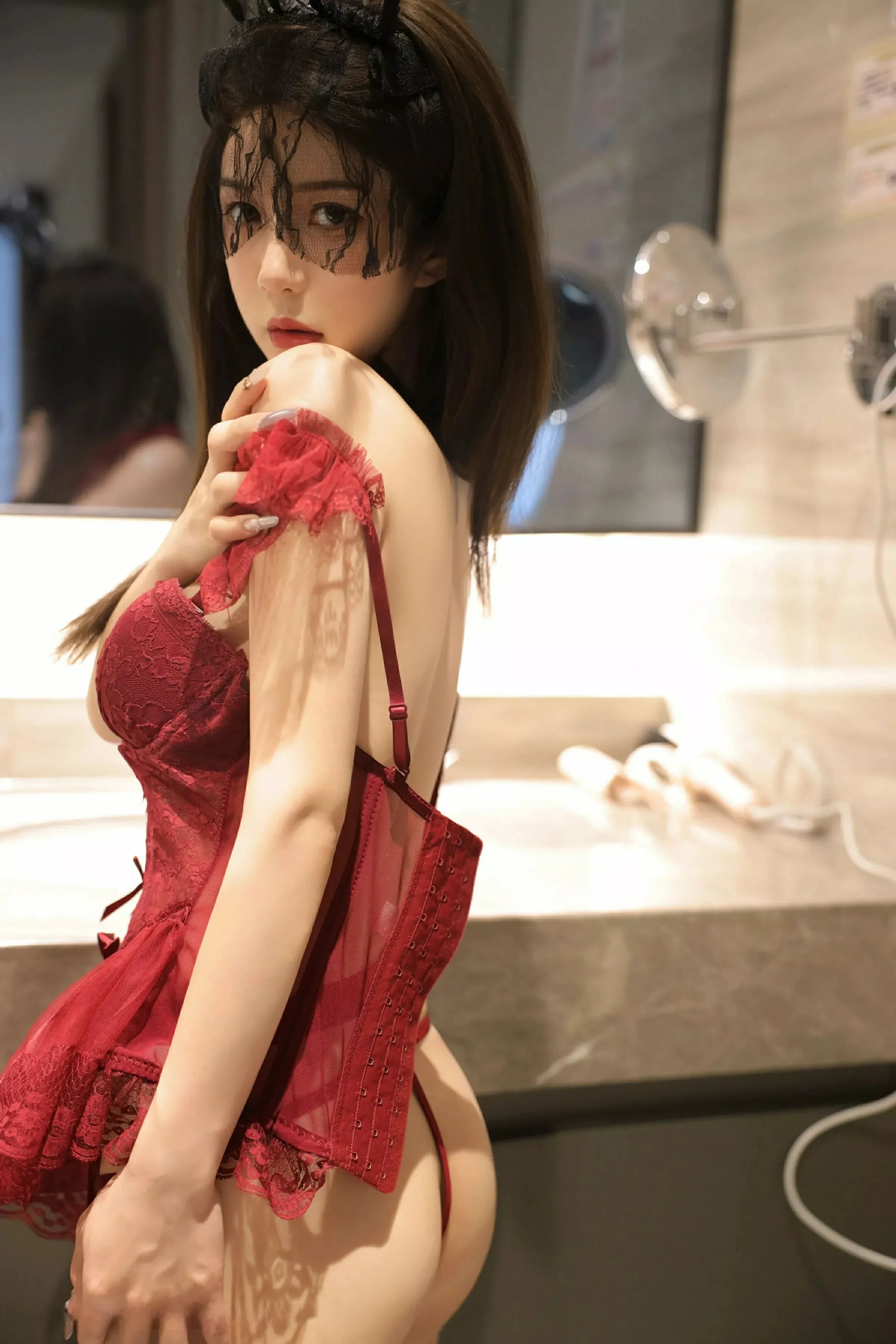 秀人集.com_[XiuRen秀人网]No.10386_新人模特李安妮性感红色情趣内衣配黑丝吊袜秀丰腴身材诱惑写真80P