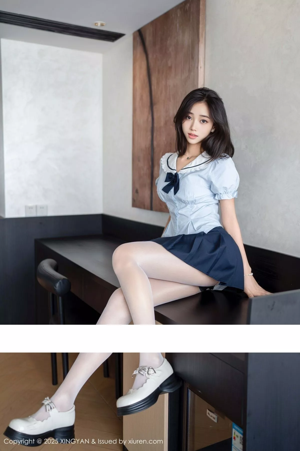 秀人集.com_[XINGYAN星颜社]VOL.360_模特时安安性感深色短裙配超薄无内白丝秀柔美身姿诱惑写真81P