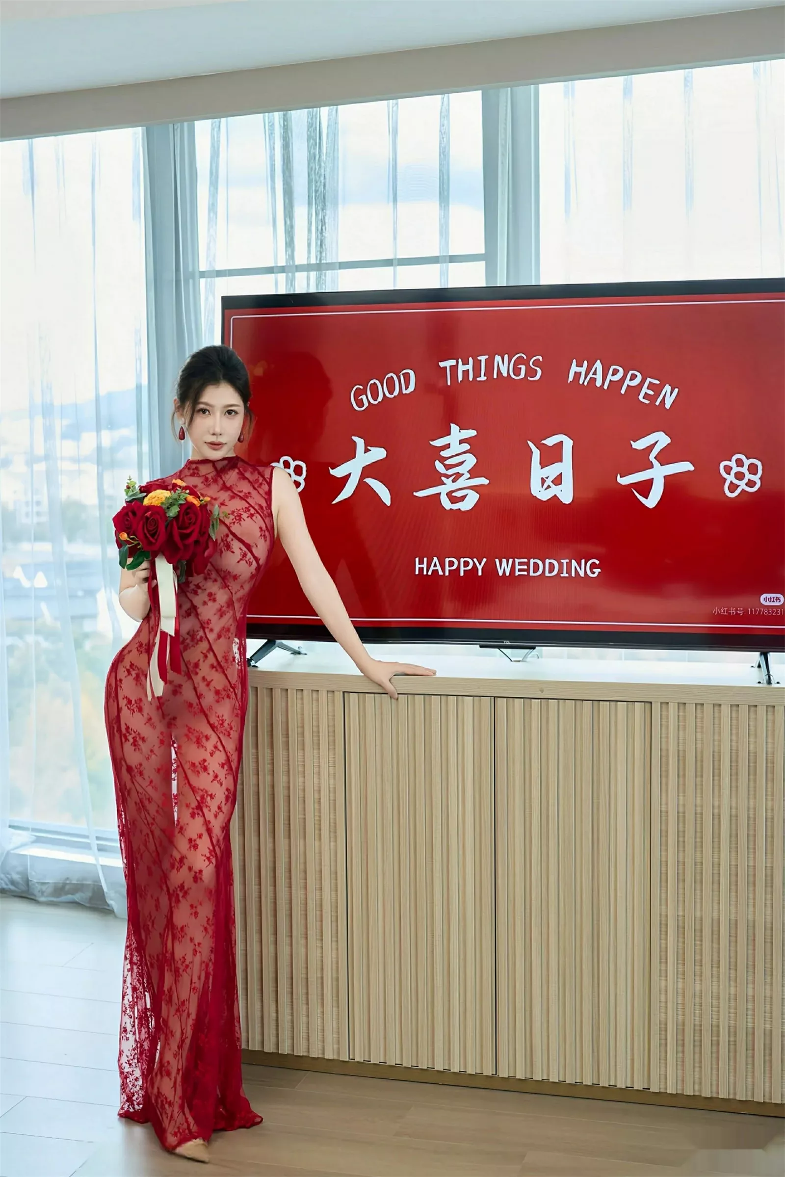 秀人集.com_[XiuRen秀人网]No.10578_模特尹甜甜性感红色新娘晨袍配肉色丝袜秀完美身材迷人诱惑写真69P