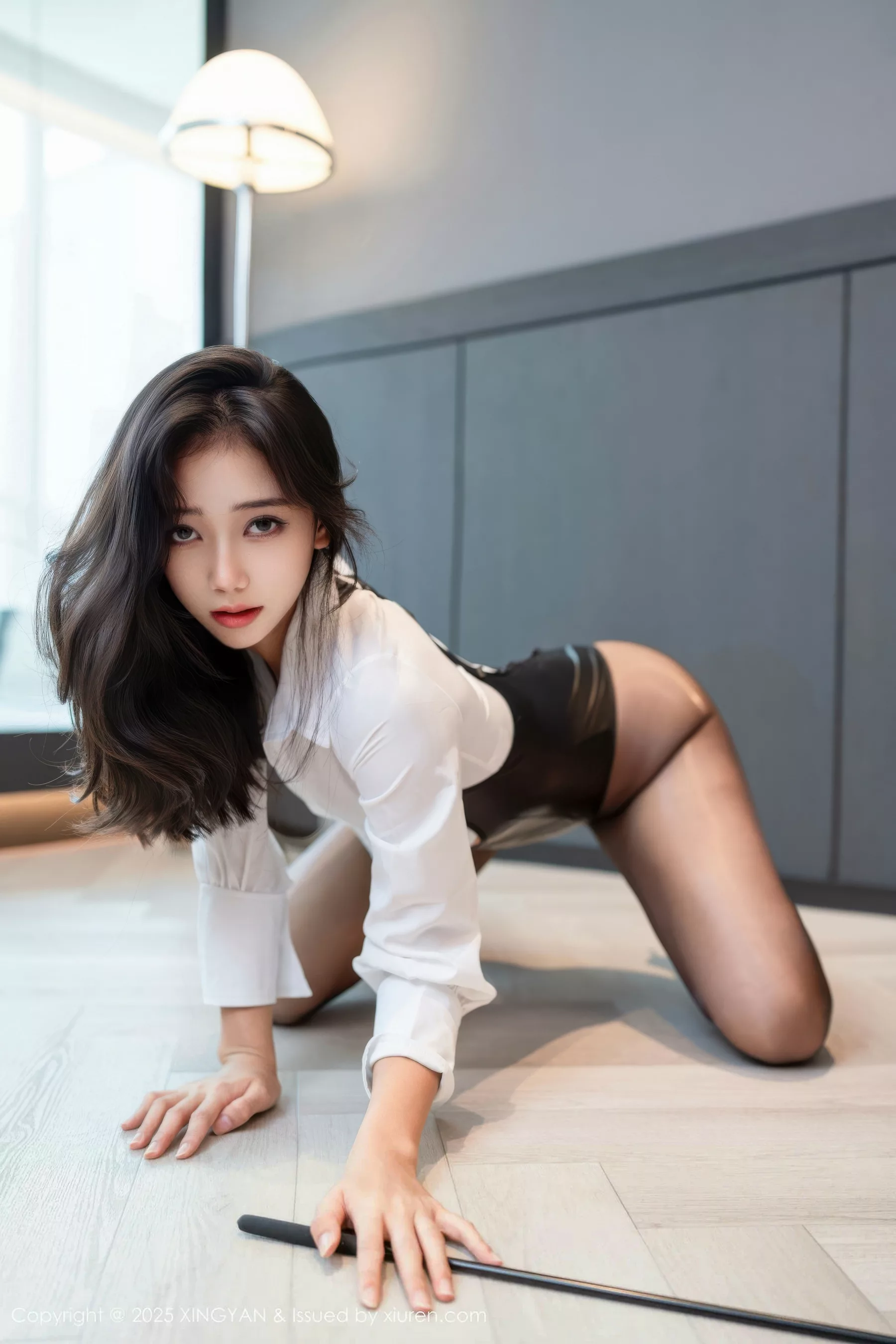 秀人集.com_[XINGYAN星颜社]VOL.400_模特时安安性感白衬衫配连体衣露超薄黑色秀柔美身材诱惑写真71P