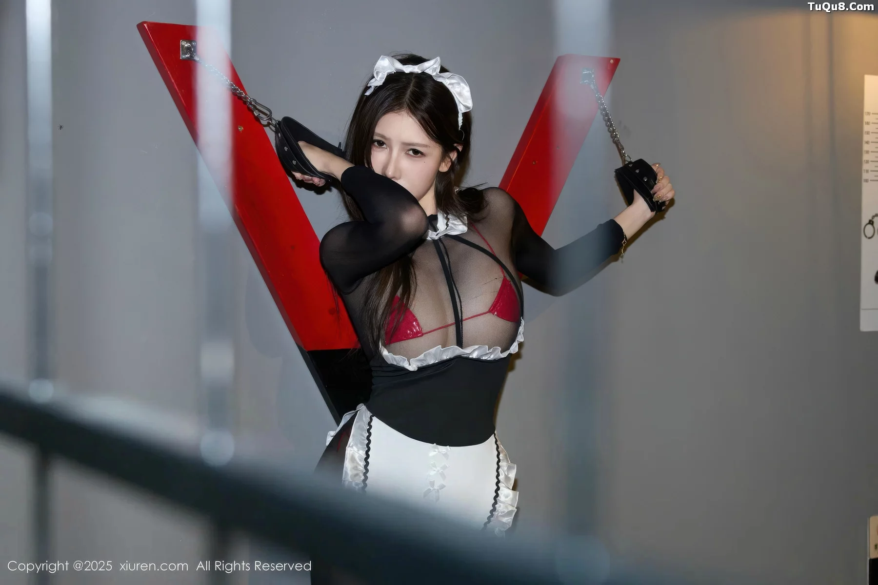 秀人集.com_[XiuRen秀人网]No.10957_模特尹甜甜sunny性感女仆装露黑色连体丝袜秀惹火身材诱惑写真85P