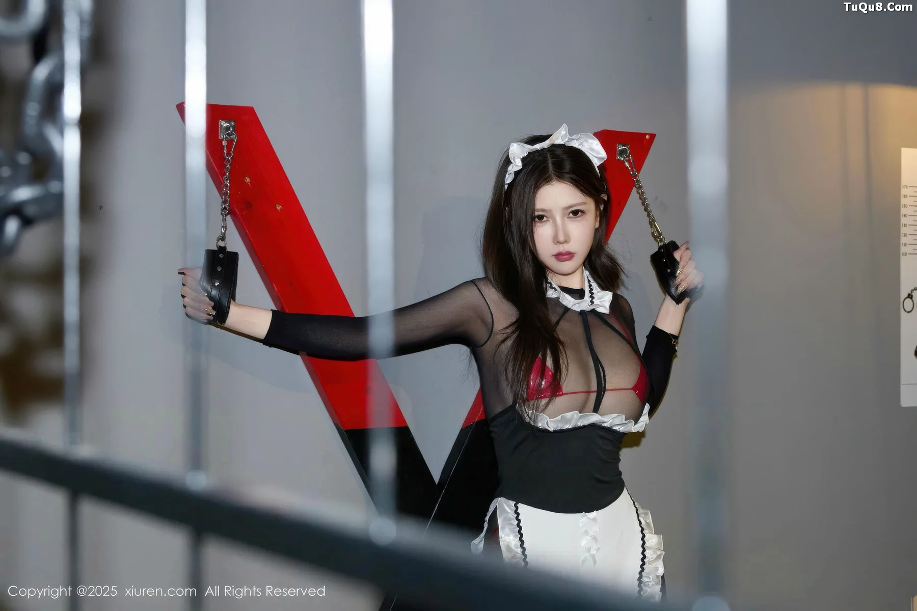 秀人集.com_[XiuRen秀人网]No.10957_模特尹甜甜sunny性感女仆装露黑色连体丝袜秀惹火身材诱惑写真85P