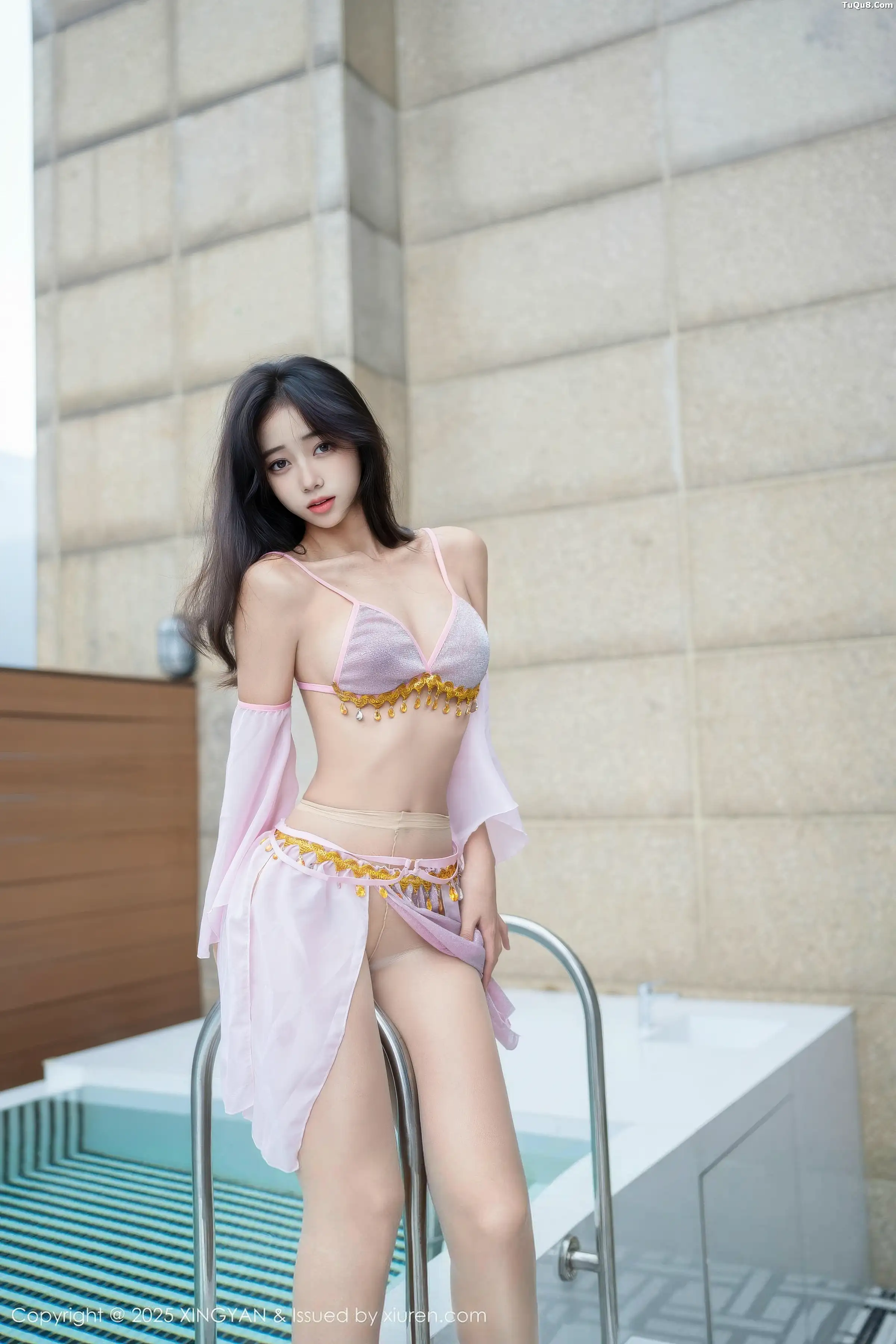 秀人集.com_[XINGYAN星颜社]VOL.430_模特时安安泳池性感紫色泳衣配超薄肉丝秀柔美身姿诱惑写真81P